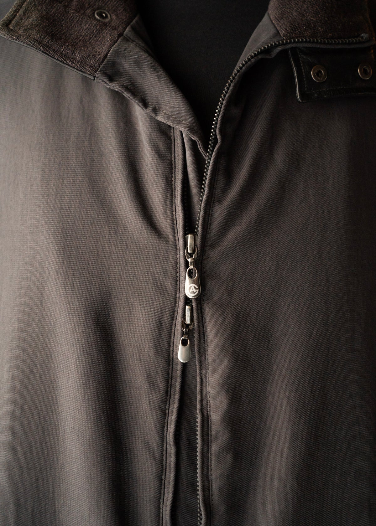 ARMANI COLLETIONI leather stand collar zip up coat