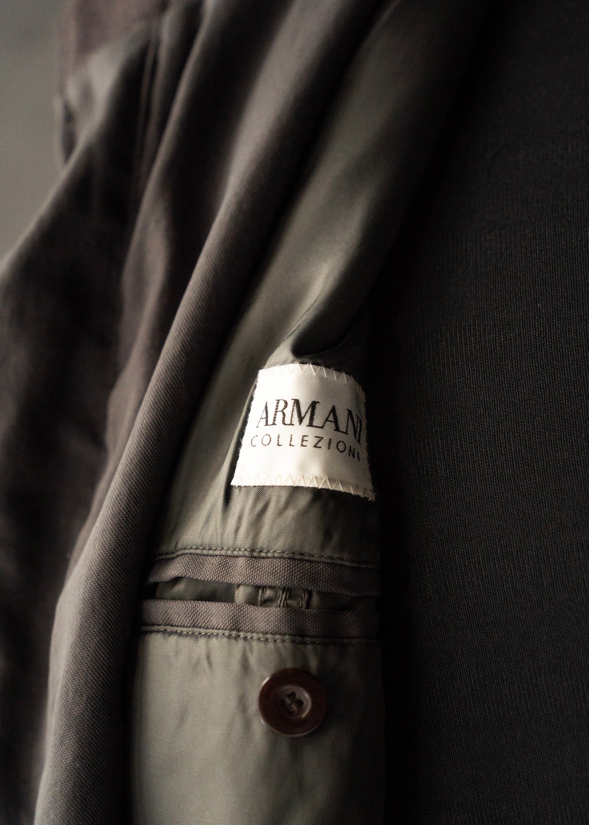 ARMANI COLLETIONI leather stand collar zip up coat