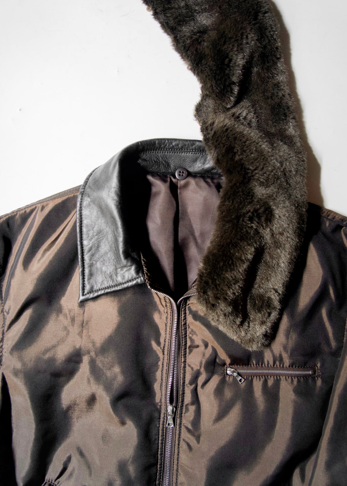 90's COMME CA DU MODE MEN leather detachable collar zip up jacket