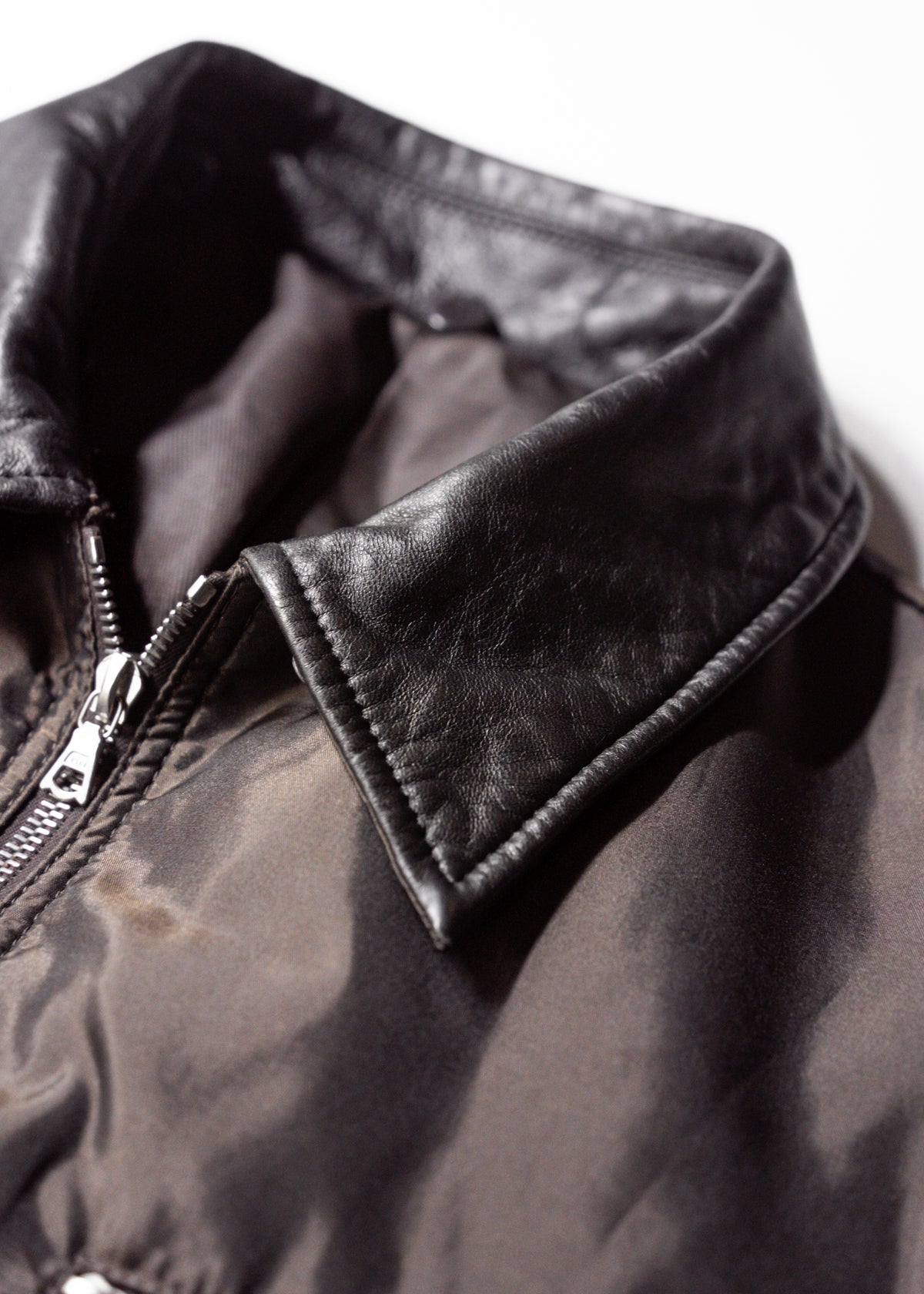 90's COMME CA DU MODE MEN leather detachable collar zip up jacket