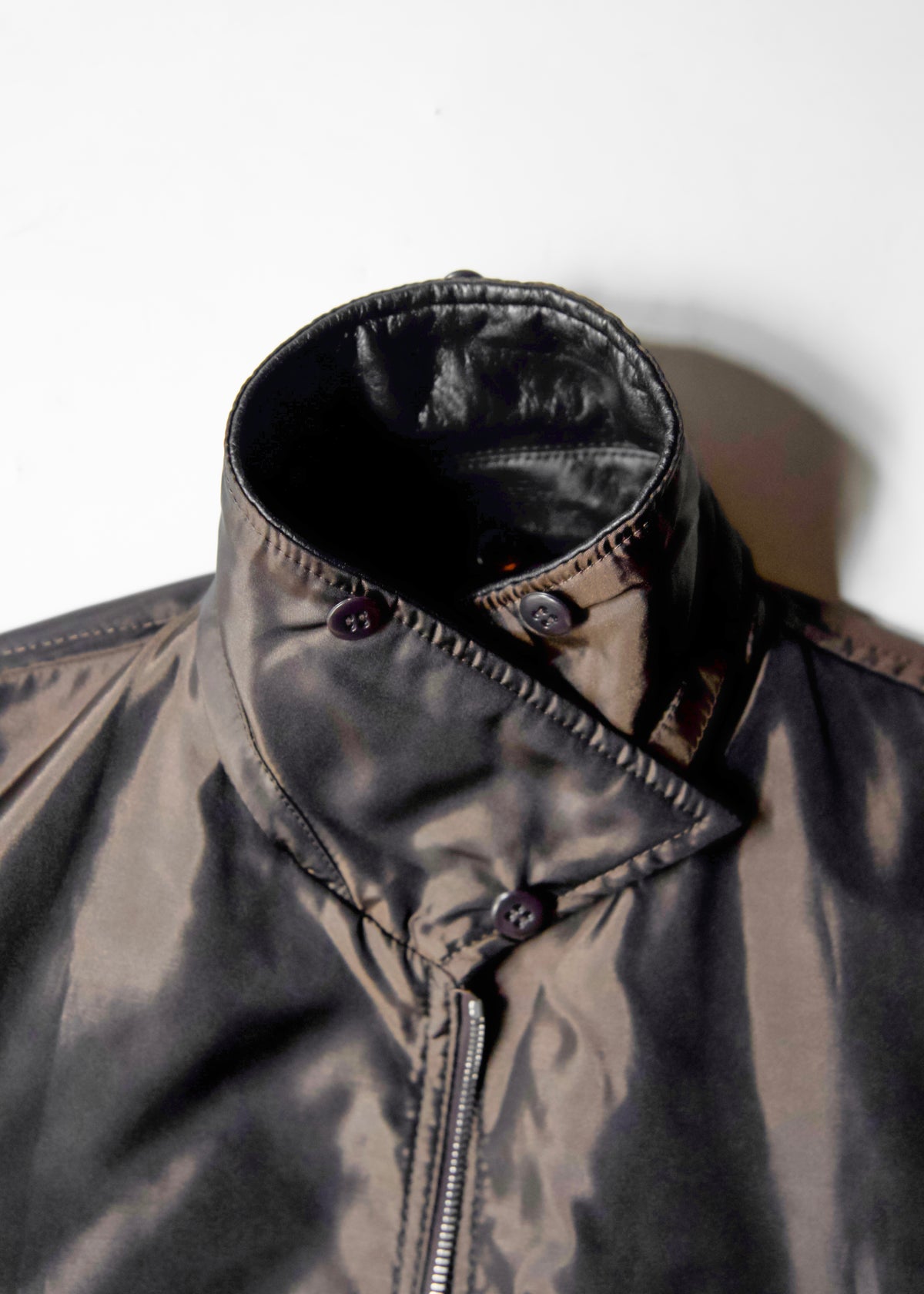 90's COMME CA DU MODE MEN leather detachable collar zip up jacket