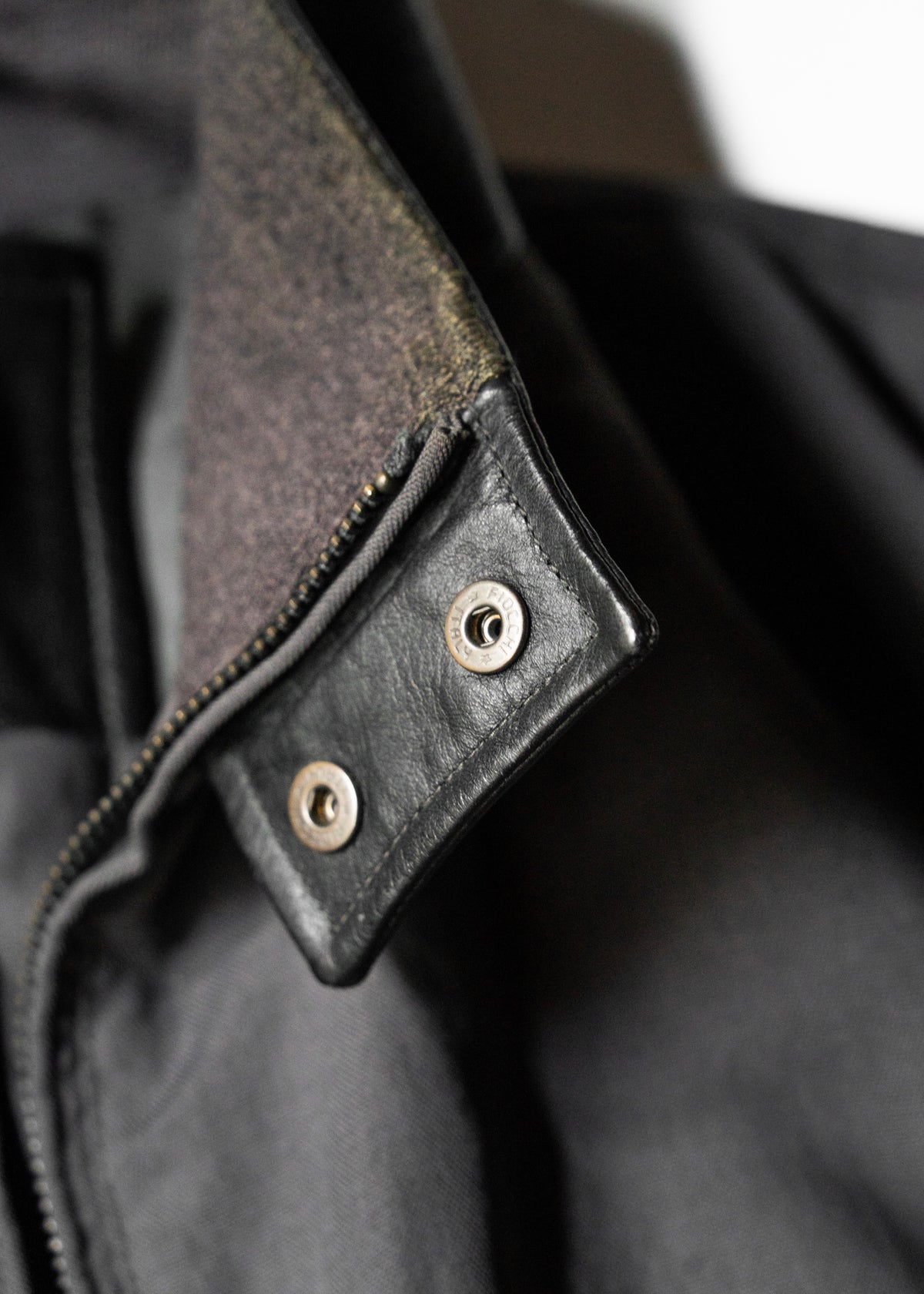 ARMANI COLLETIONI leather stand collar zip up coat