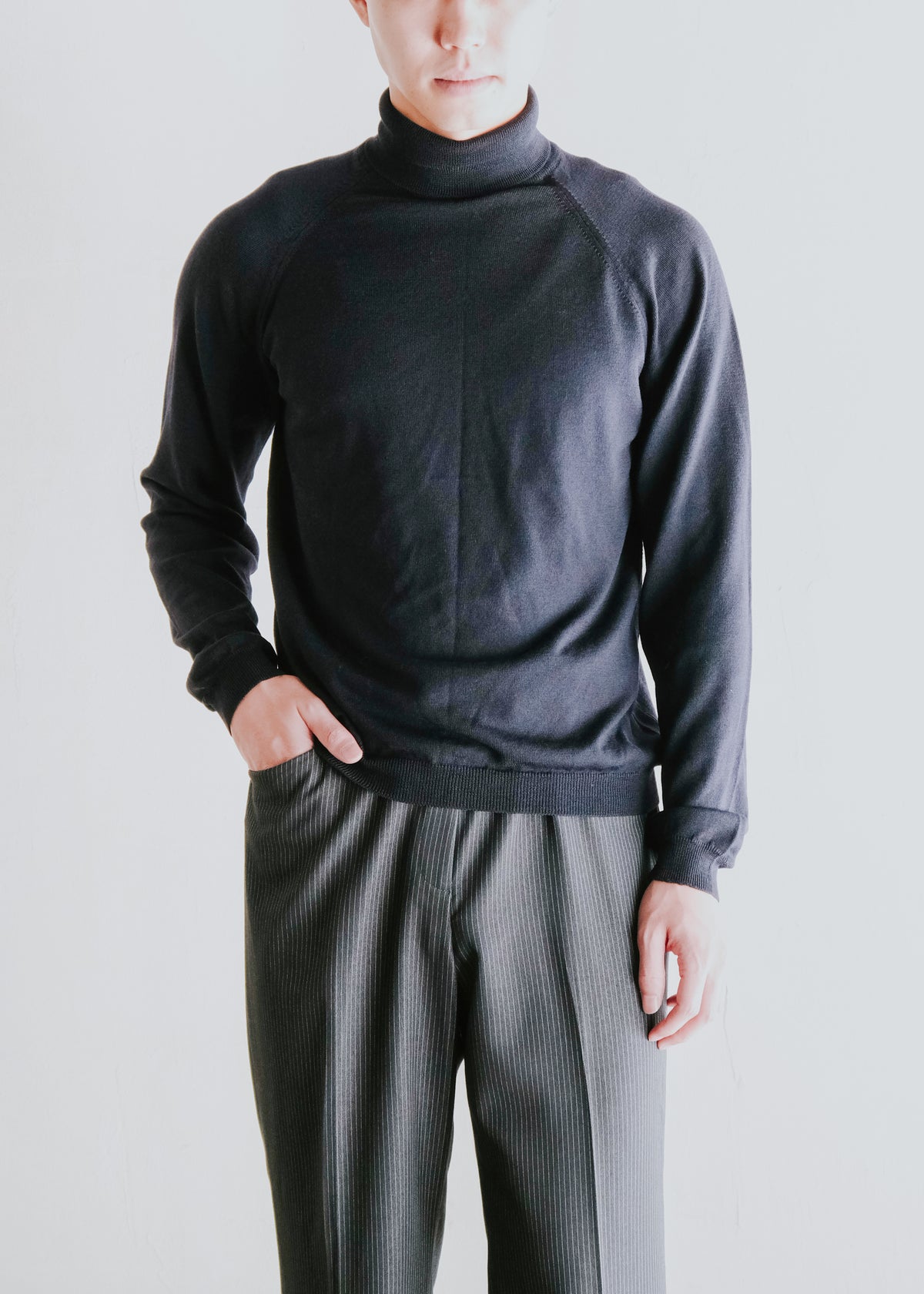 90-00's DRIES VAN NOTEN raglan sleeves merino wool turtleneck knit