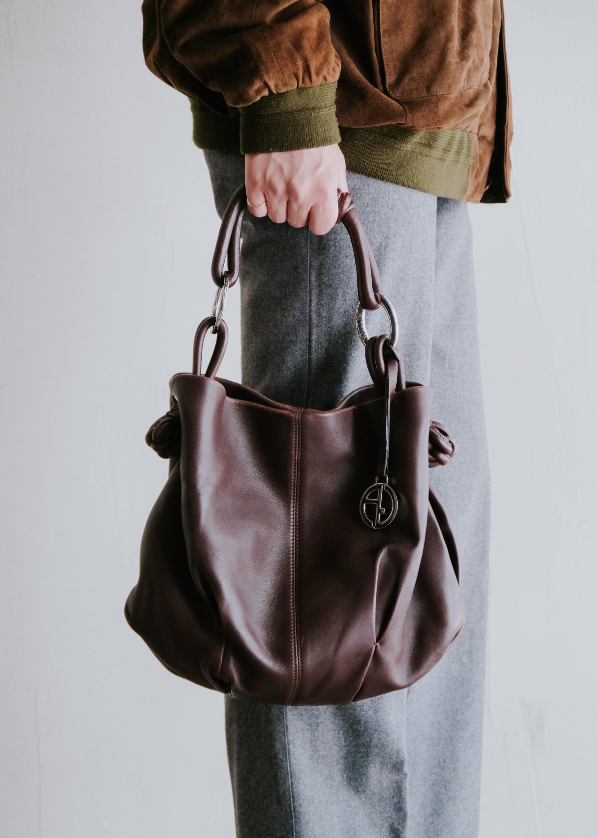 10's GIORGIO ARMANI gathered lamb leather hand bag