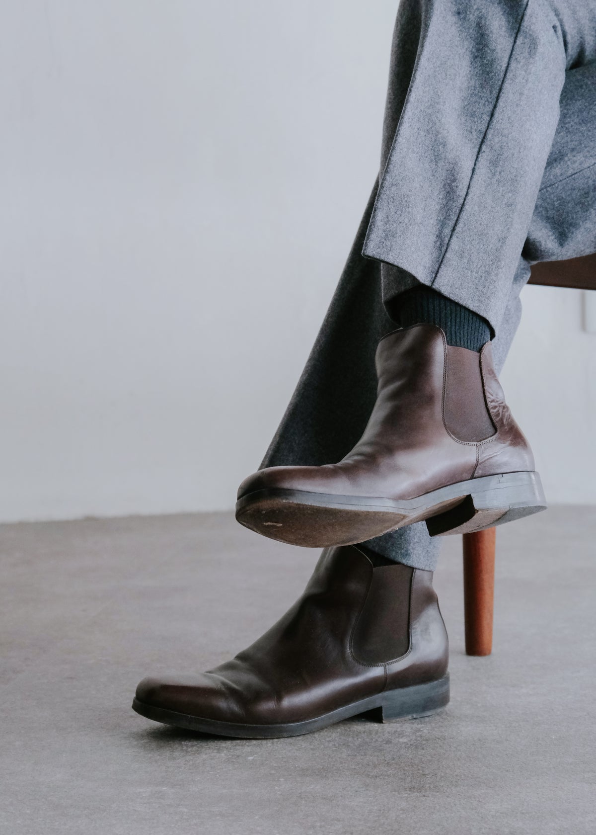 90-00's GIORGIO ARMANI square toe side gore leather boots