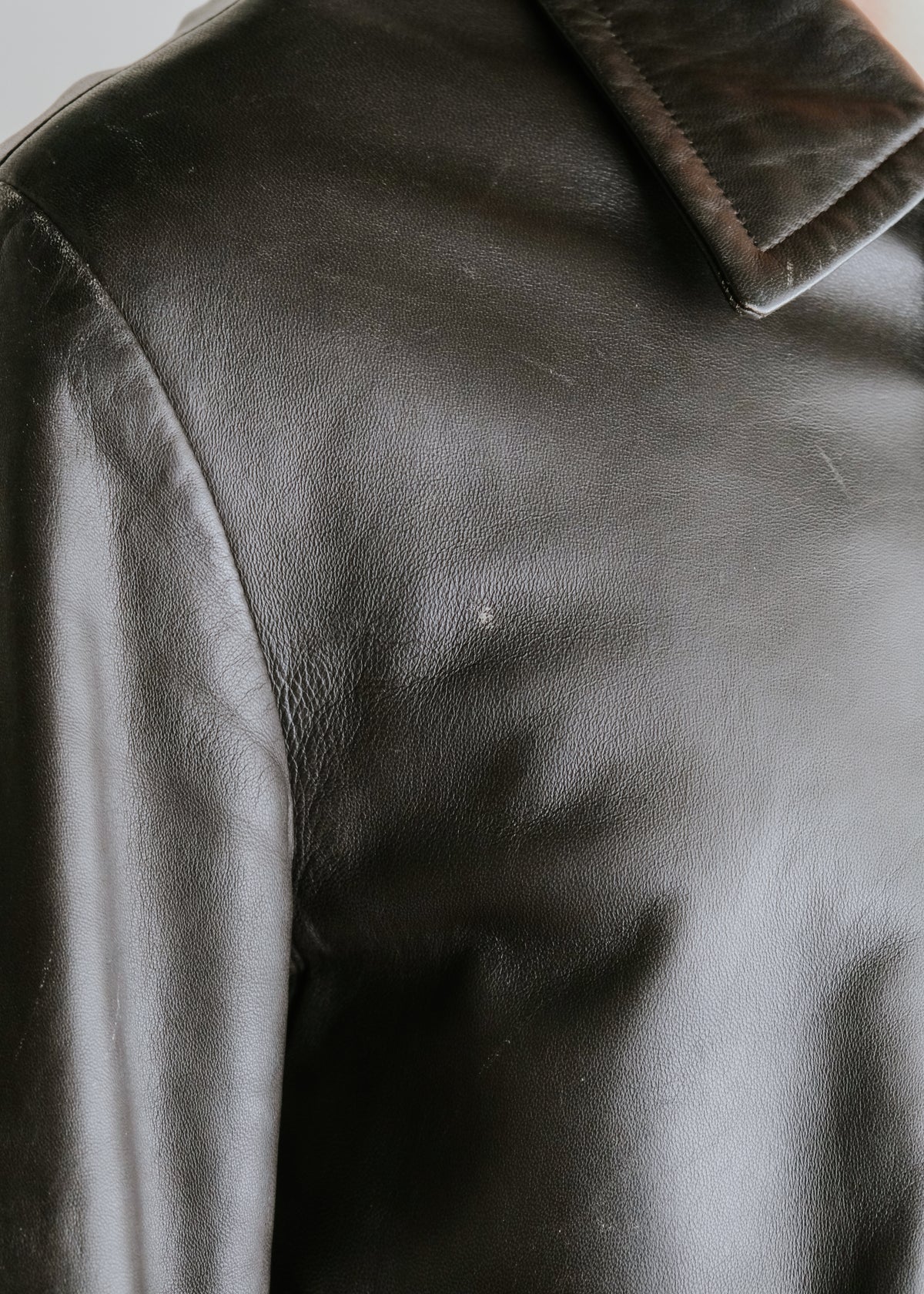 00's BOSS HUGO BOSS fly front lamb leather jacket