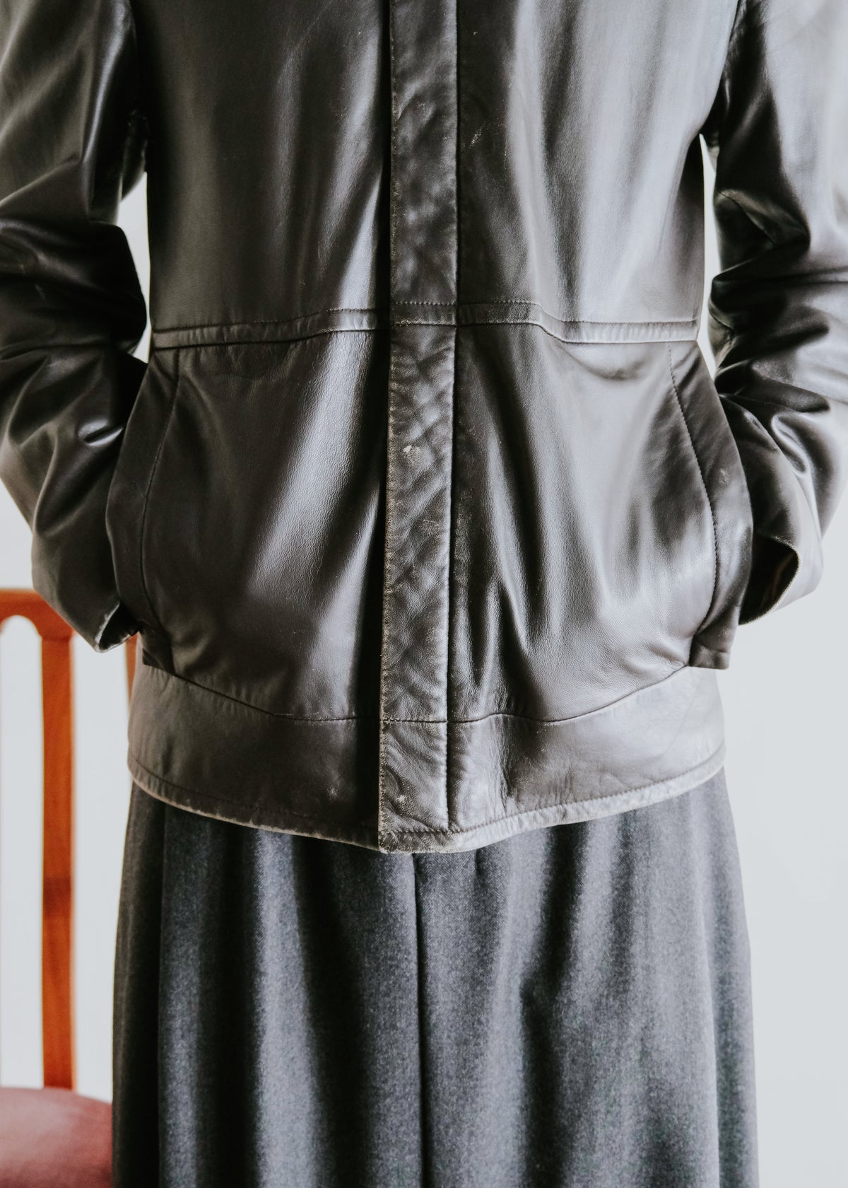 00's BOSS HUGO BOSS fly front lamb leather jacket