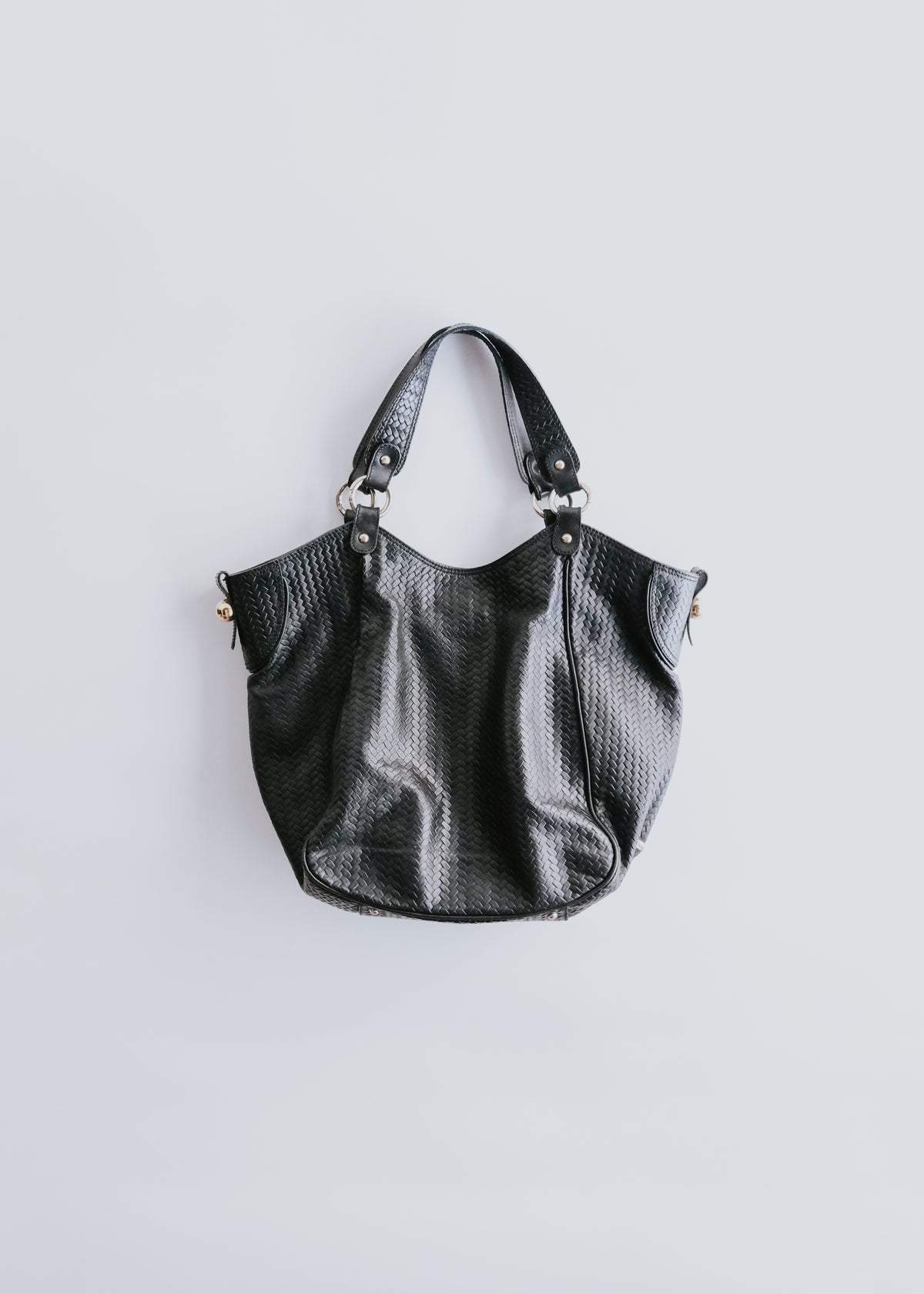 00-10's EMPORIO ARMANI calf leather embossed design tote bag
