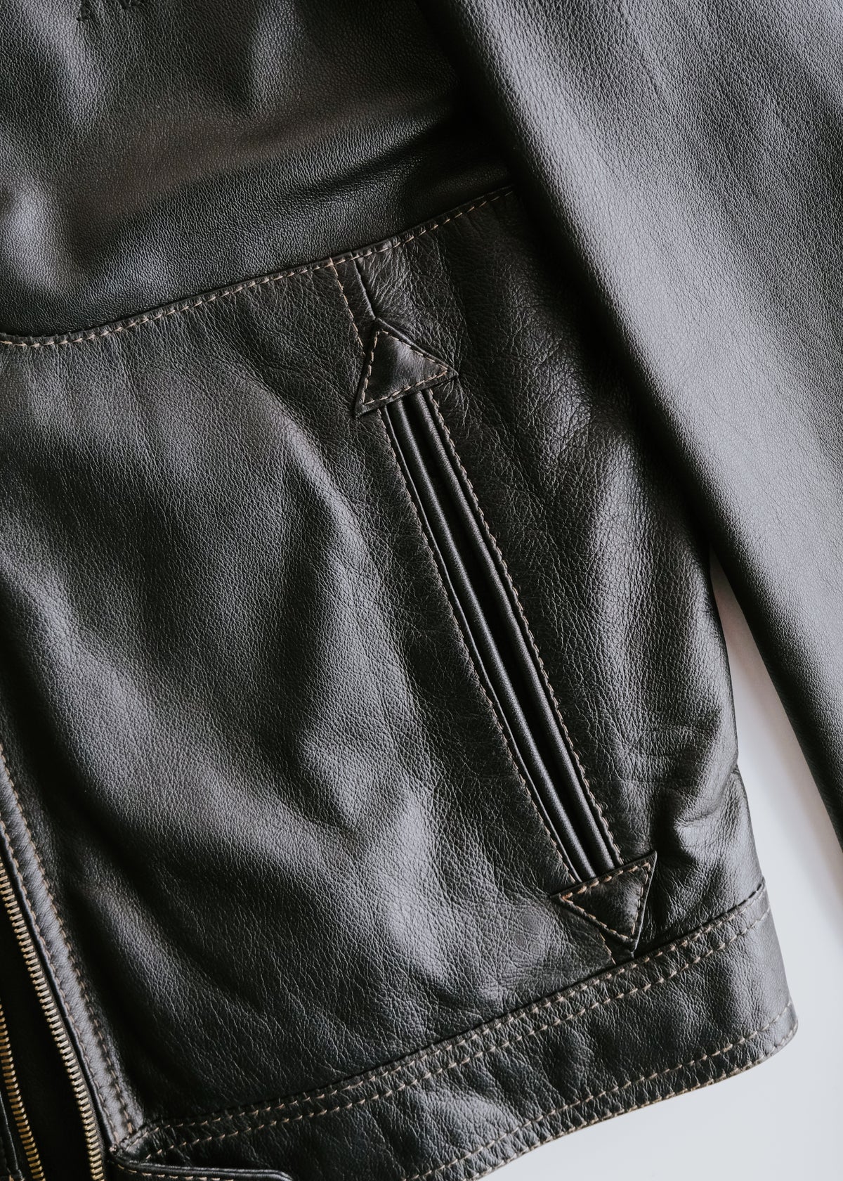 90-00's ARMANI JEANS sheepskin leather double zip up jacket