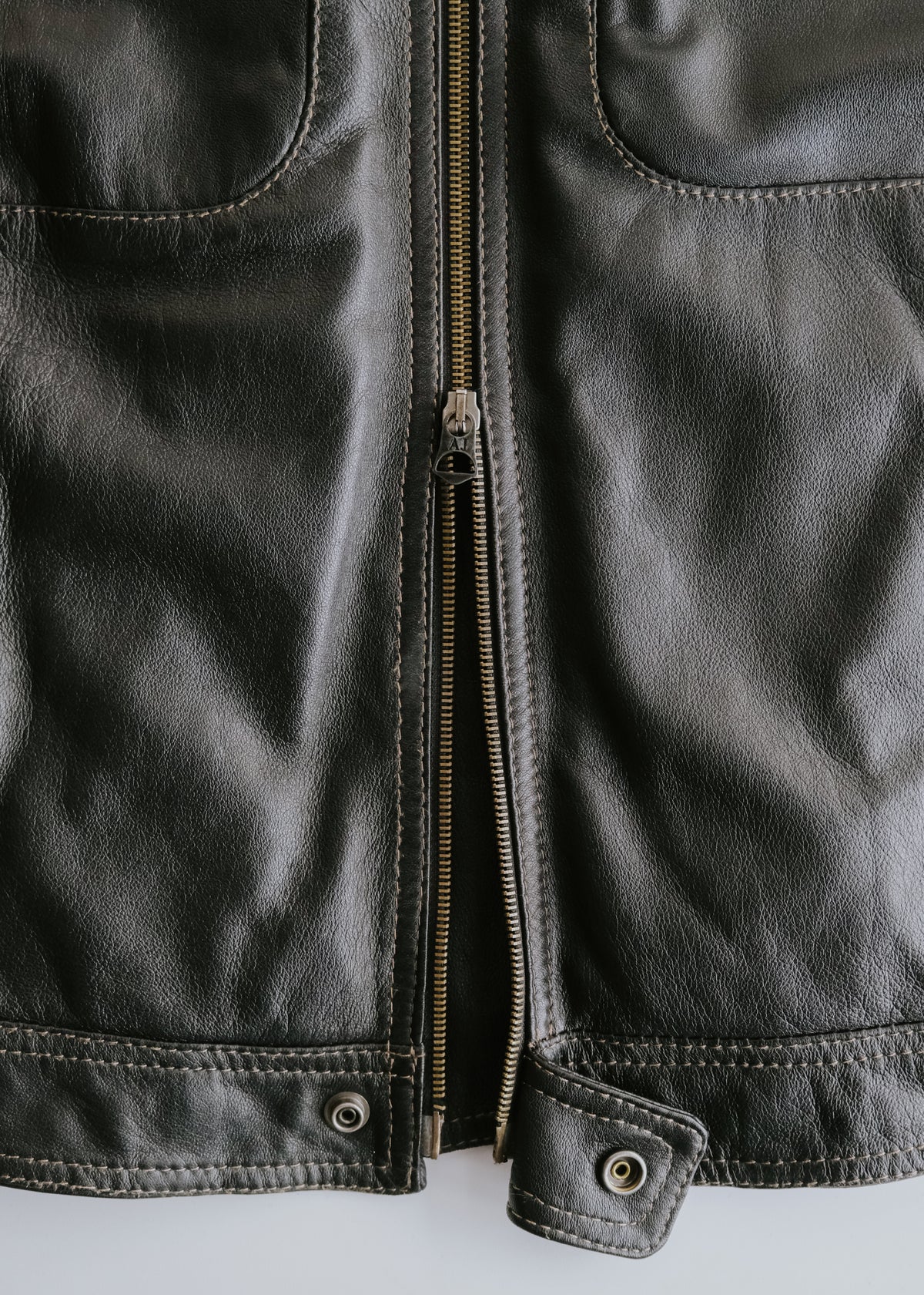 90-00's ARMANI JEANS sheepskin leather double zip up jacket