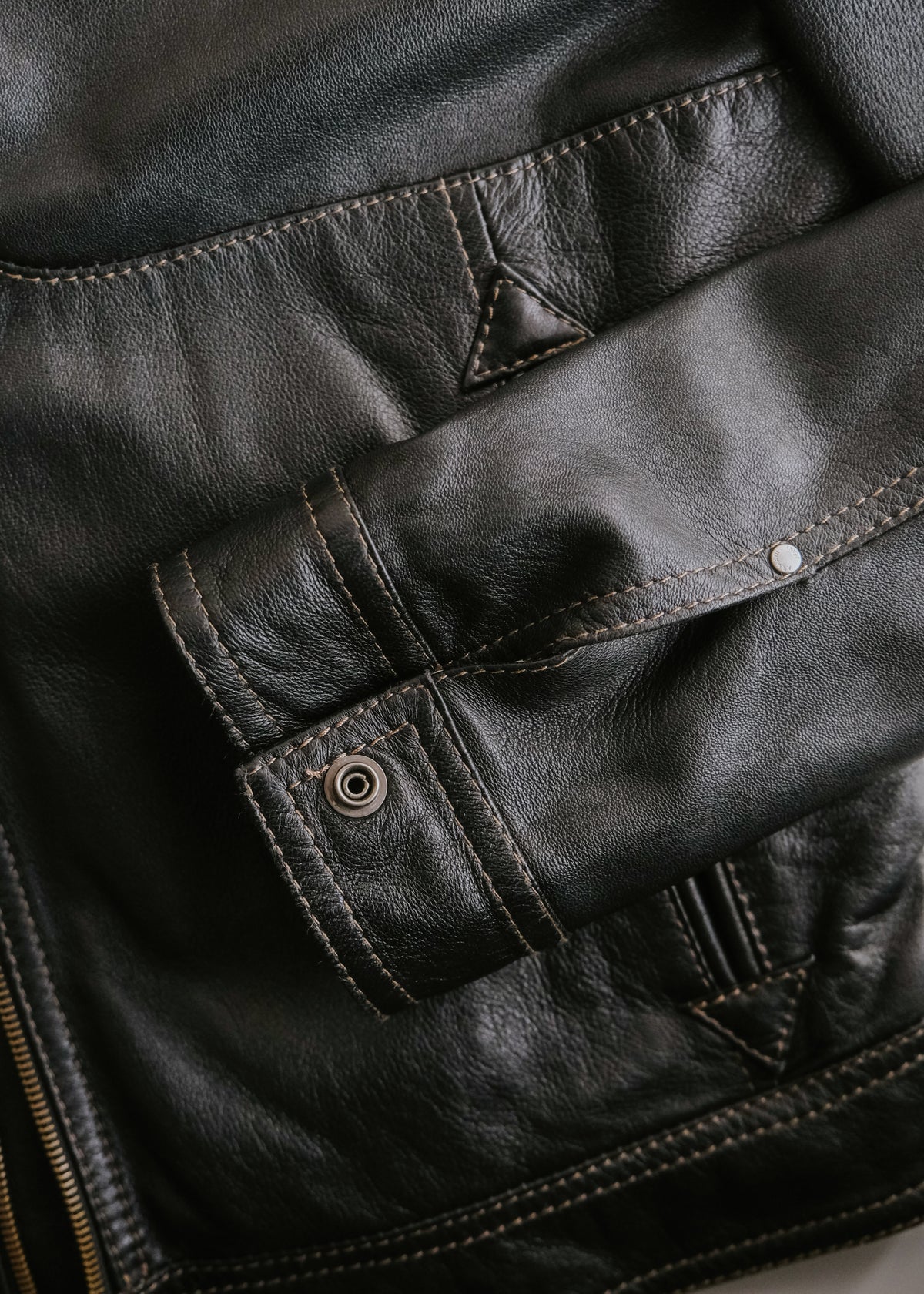 90-00's ARMANI JEANS sheepskin leather double zip up jacket