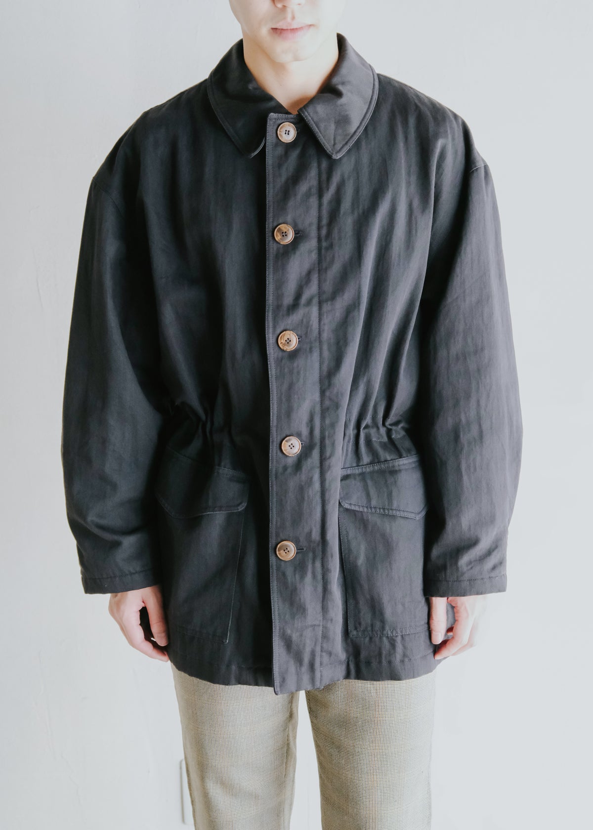 80-90's GIORGIO ARMANI drawcord waist half coat