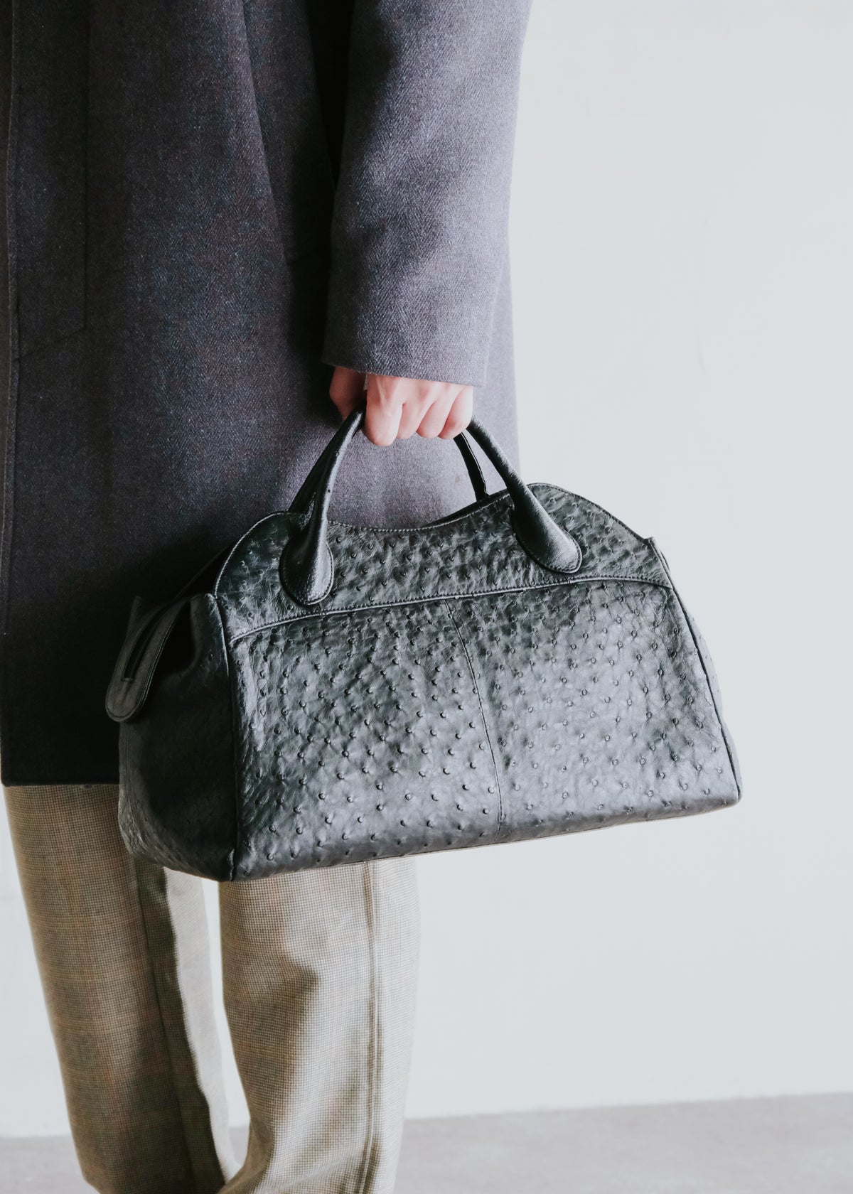 ostrich leather duffel bag