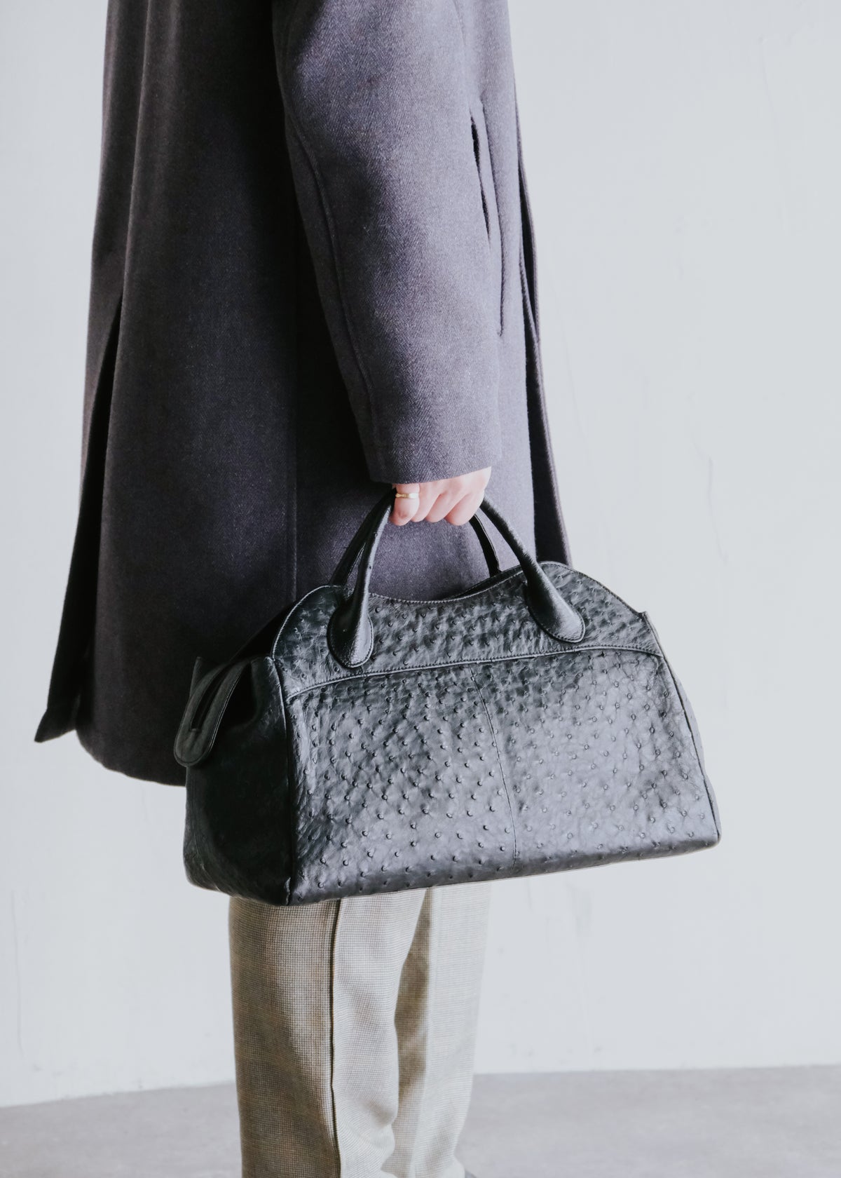 ostrich leather duffel bag