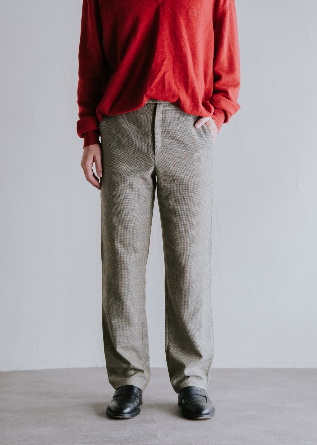 90-00's CHRISTPHE LEMAIRE micro houndstooth check wool silk trousers