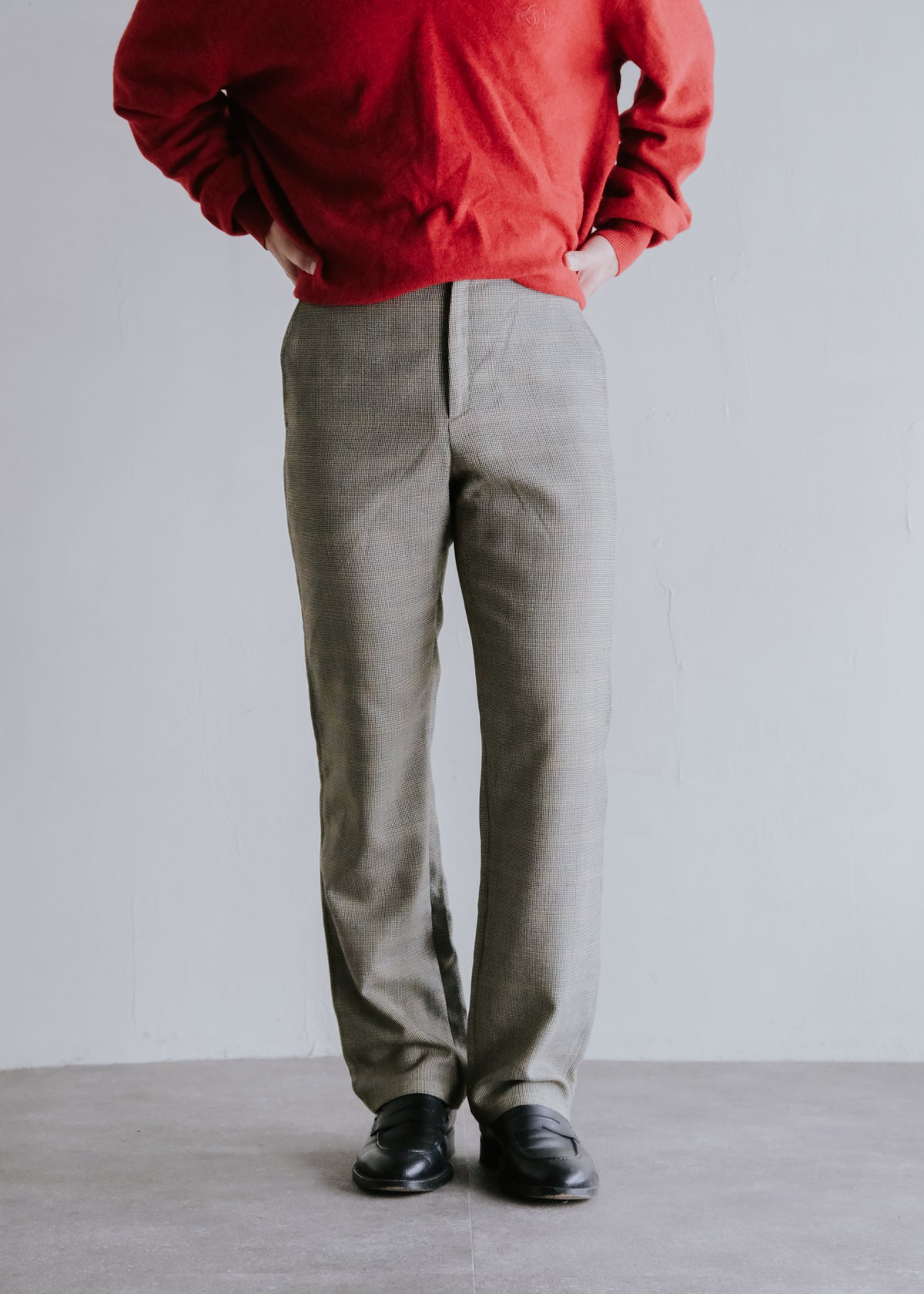 90-00's CHRISTPHE LEMAIRE micro houndstooth check wool silk trousers