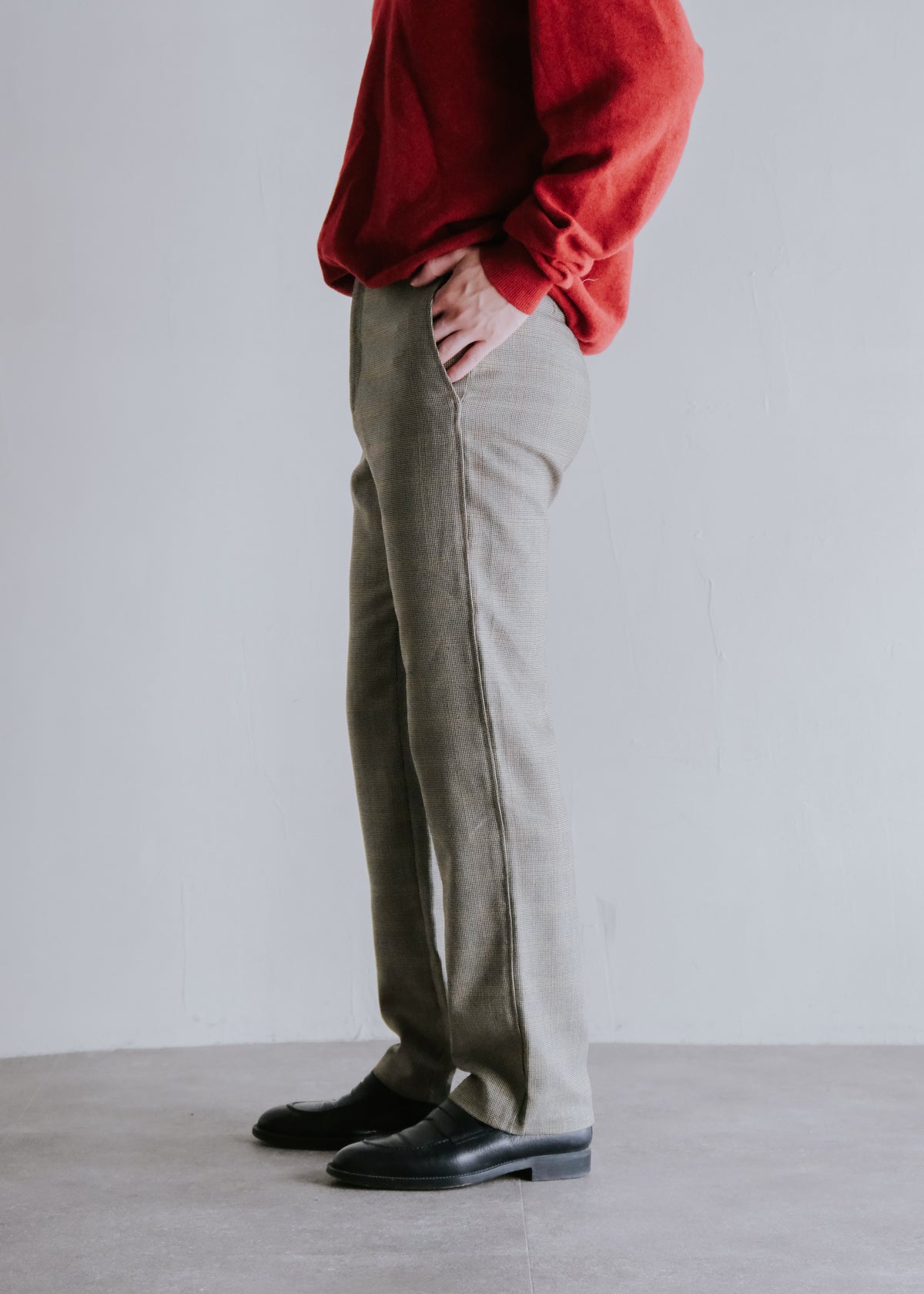 90-00's CHRISTPHE LEMAIRE micro houndstooth check wool silk trousers