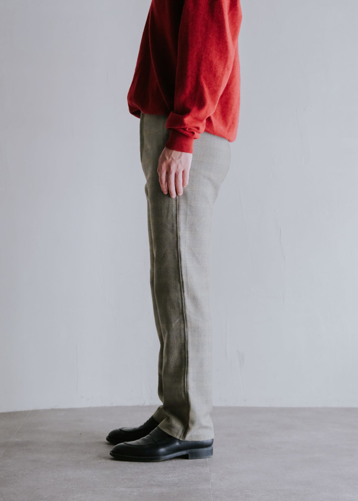 90-00's CHRISTPHE LEMAIRE micro houndstooth check wool silk trousers