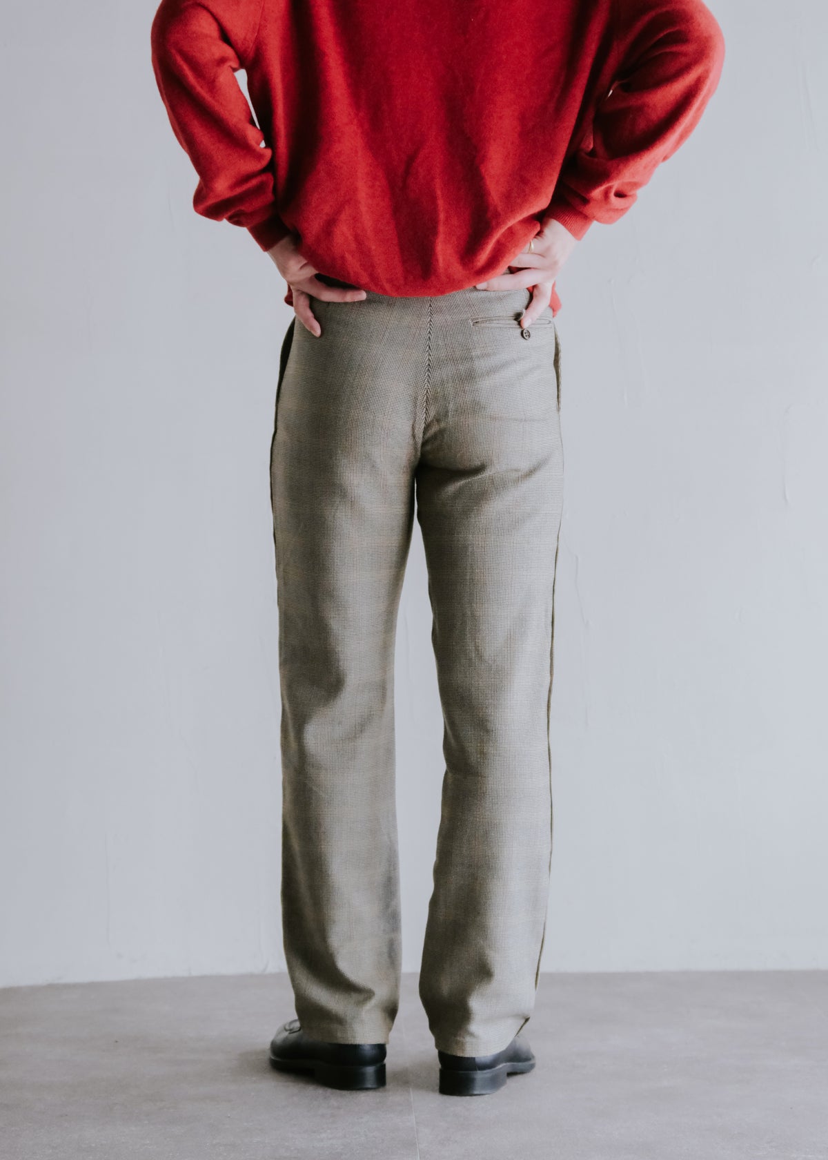 90-00's CHRISTPHE LEMAIRE micro houndstooth check wool silk trousers