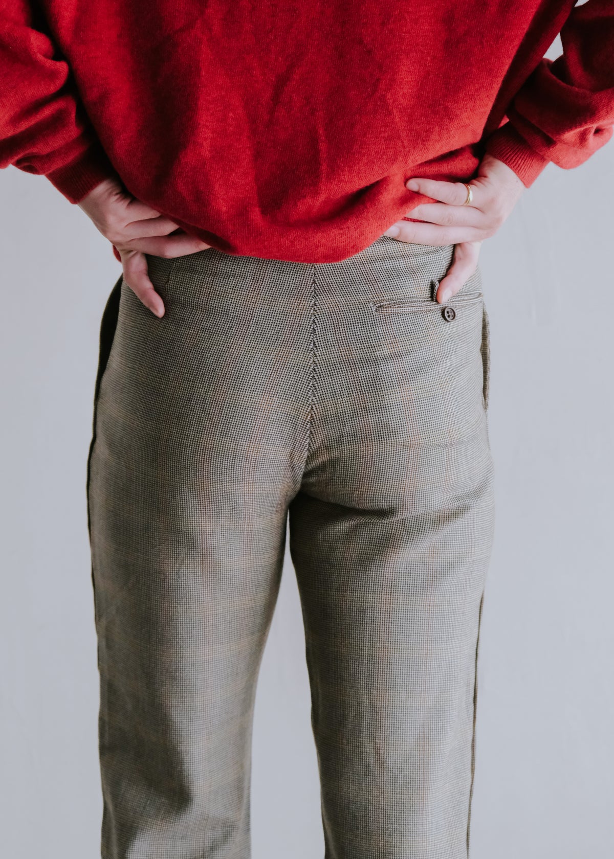 90-00's CHRISTPHE LEMAIRE micro houndstooth check wool silk trousers