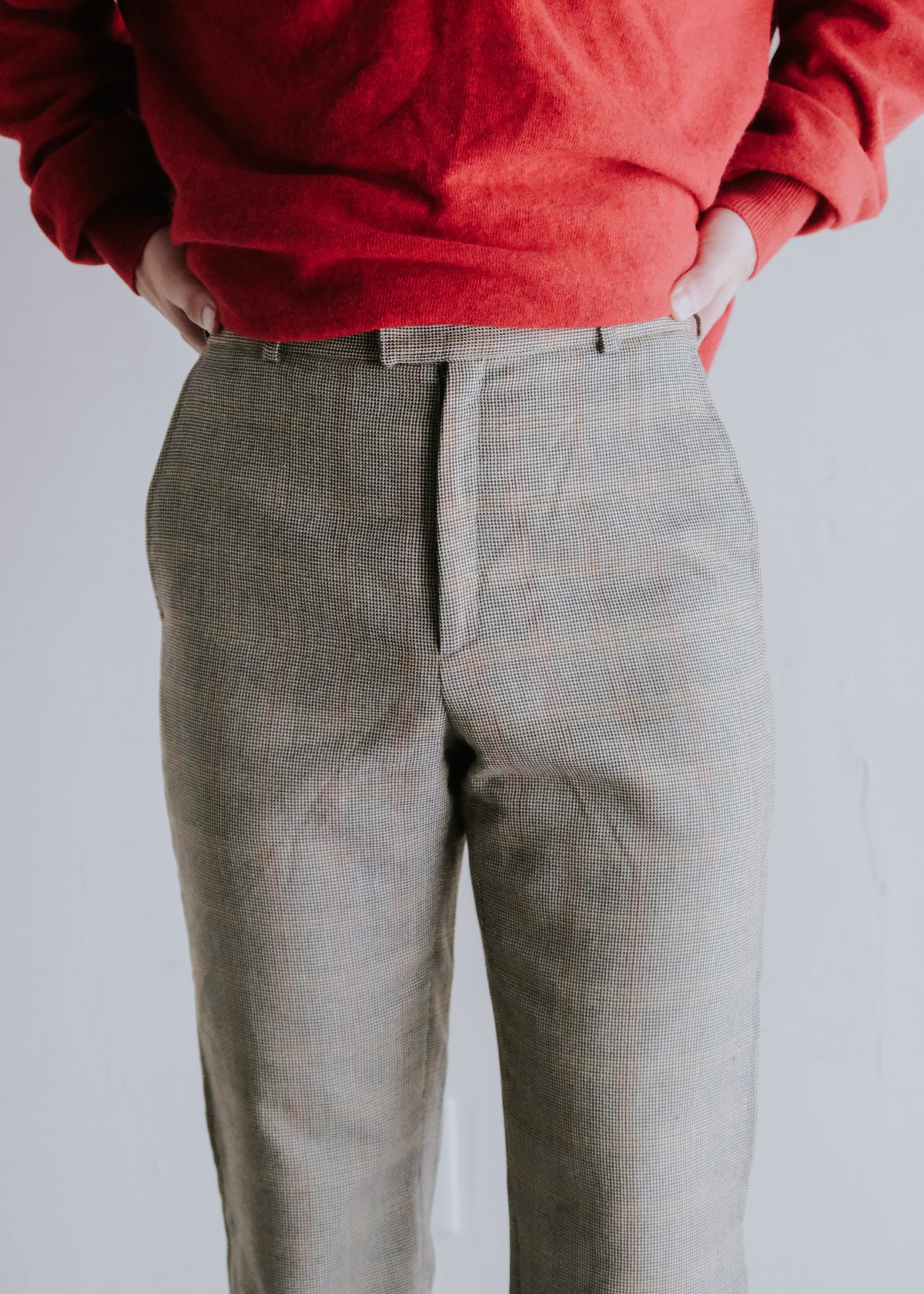90-00's CHRISTPHE LEMAIRE micro houndstooth check wool silk trousers