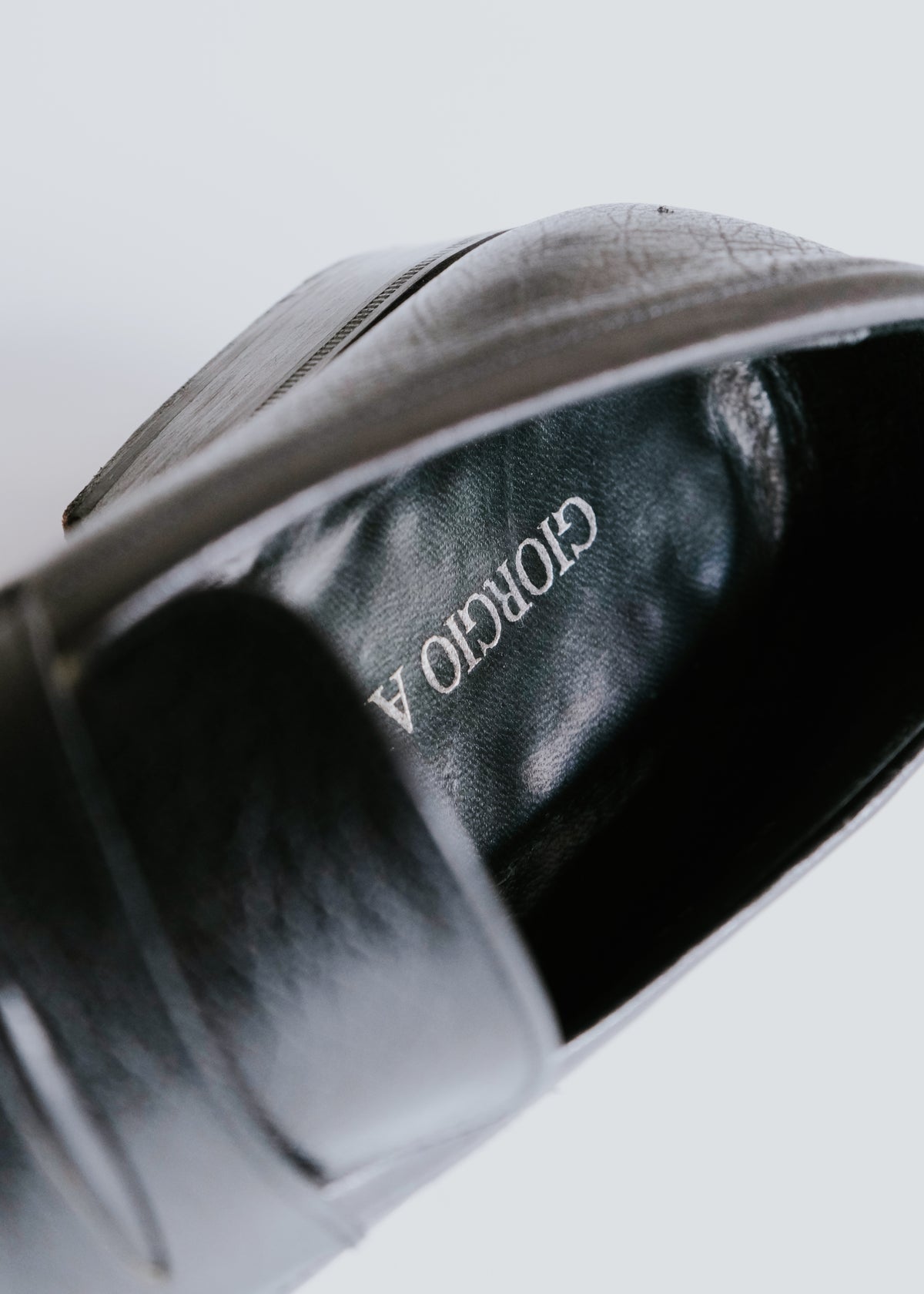 90-00's GIORGIO ARMANI round toe leather penny loafers