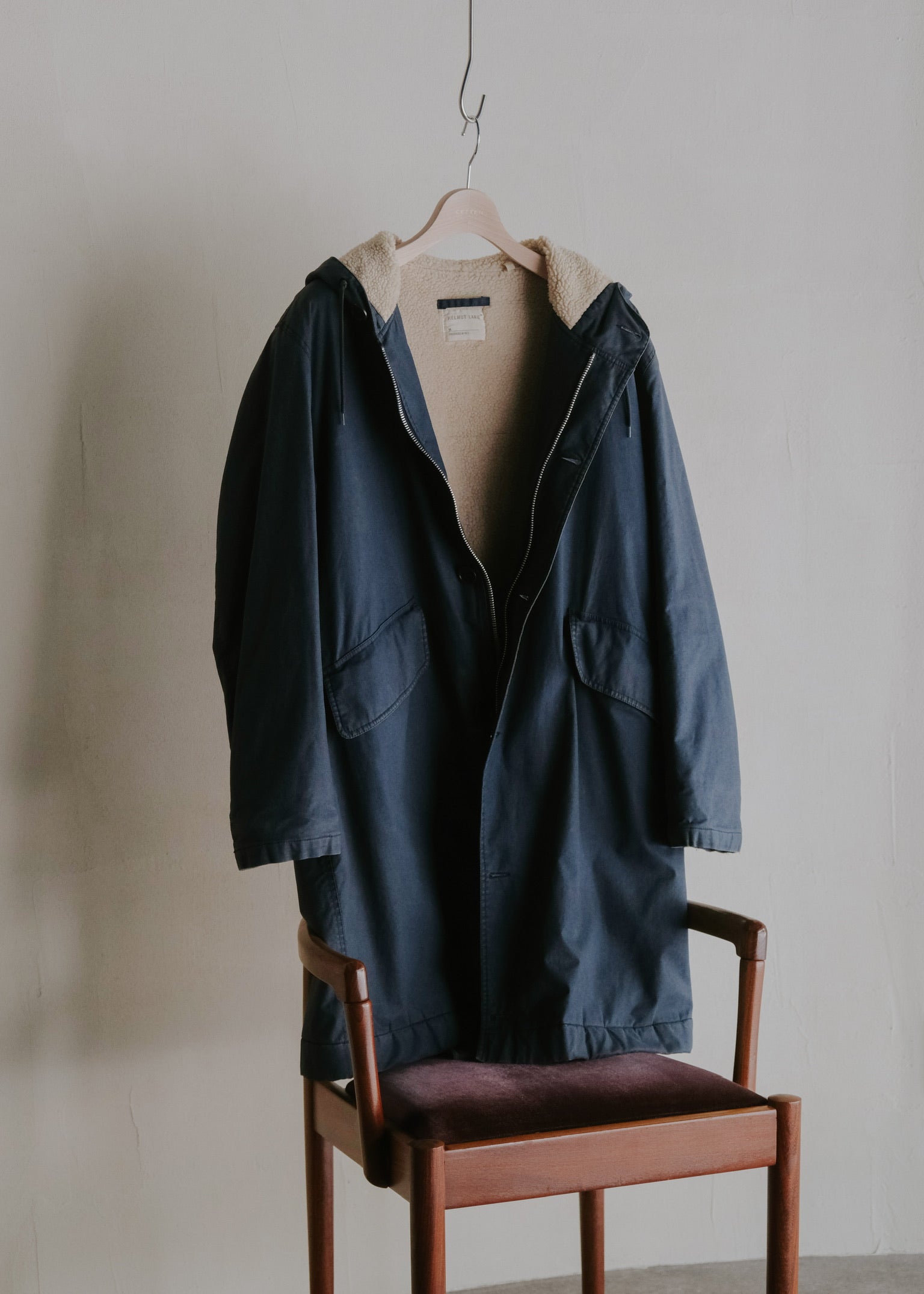 HELMUT LANG JEANS 1998 boa hooded mods coat