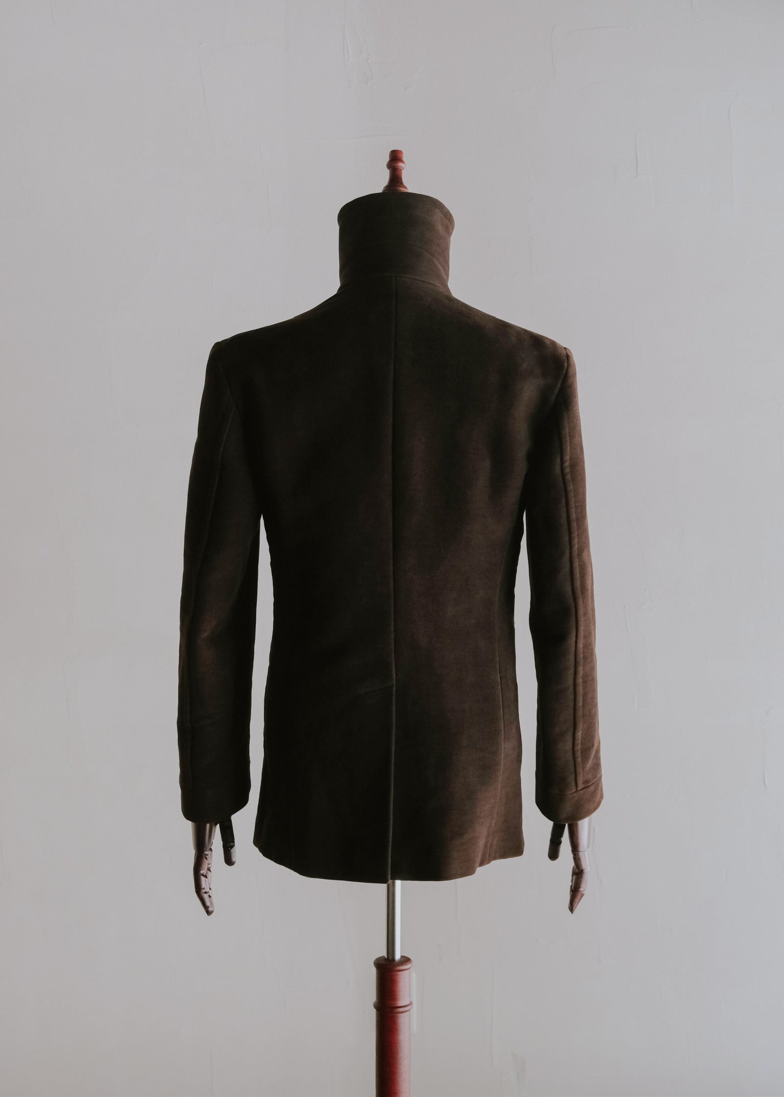 90's CoSTUME NATIONAL HOMME stand collar fly front moleskin pea coat