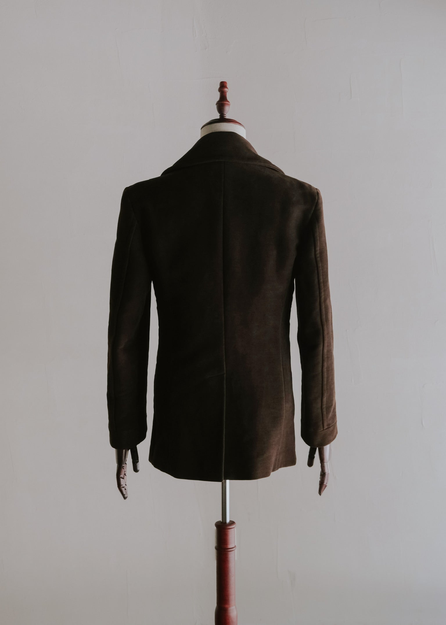 90's CoSTUME NATIONAL HOMME stand collar fly front moleskin pea coat
