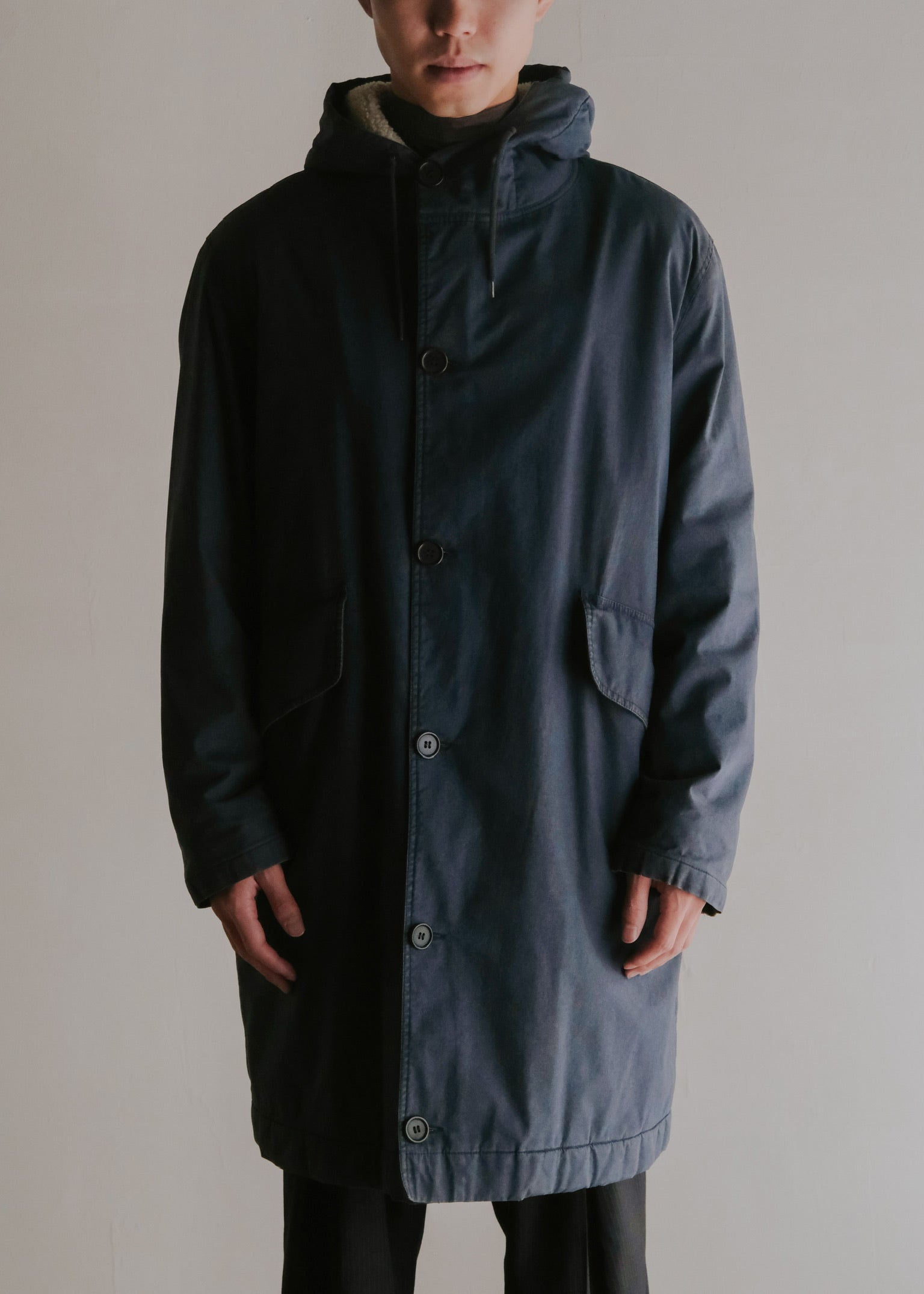 HELMUT LANG JEANS 1998 boa hooded mods coat