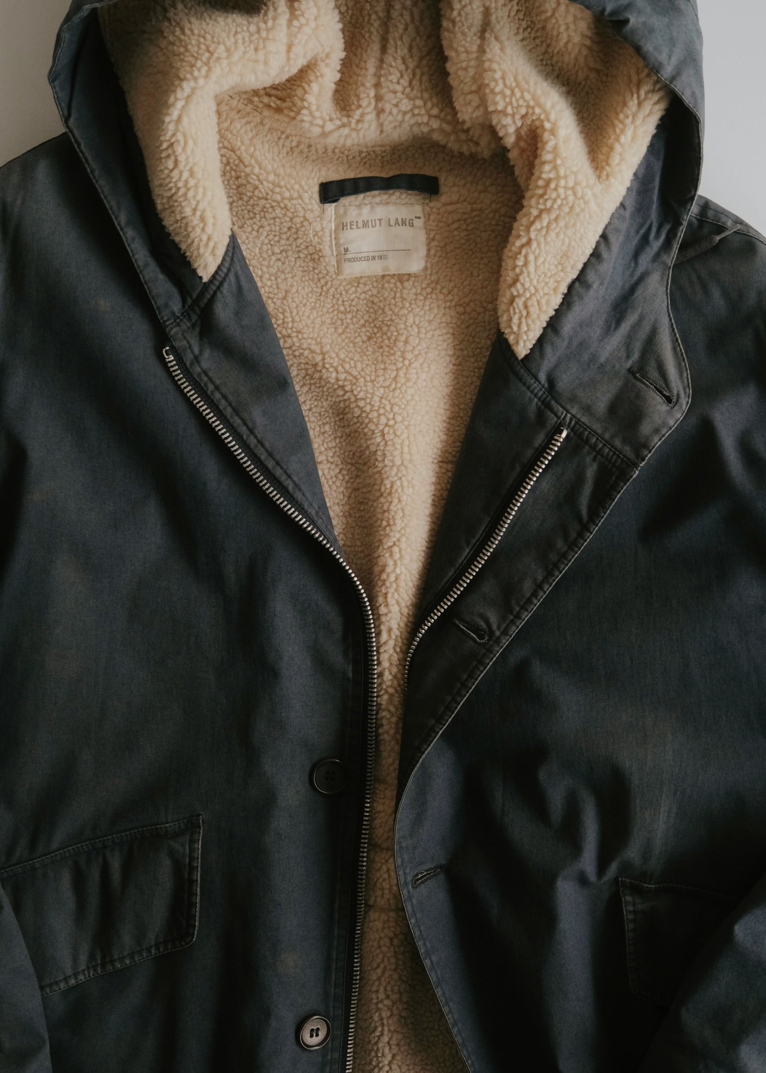 HELMUT LANG JEANS 1998 boa hooded mods coat