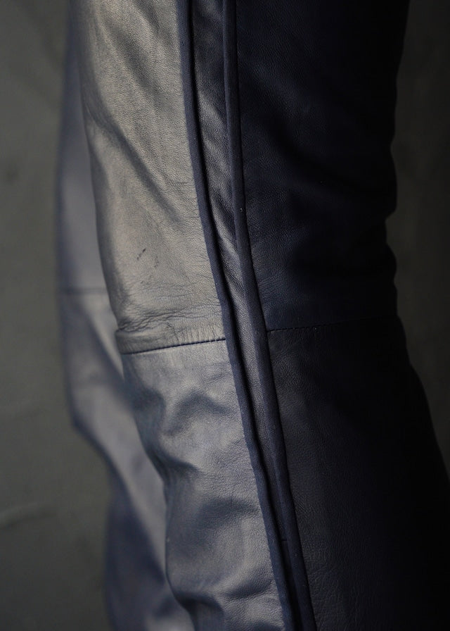 RUFFO RESEARCH 01SS piping straight leather trousers by Sophia Kokosalaki