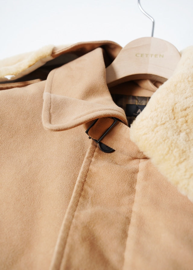 00's A.P.C. detachable boa stand collar moleskin blouson
