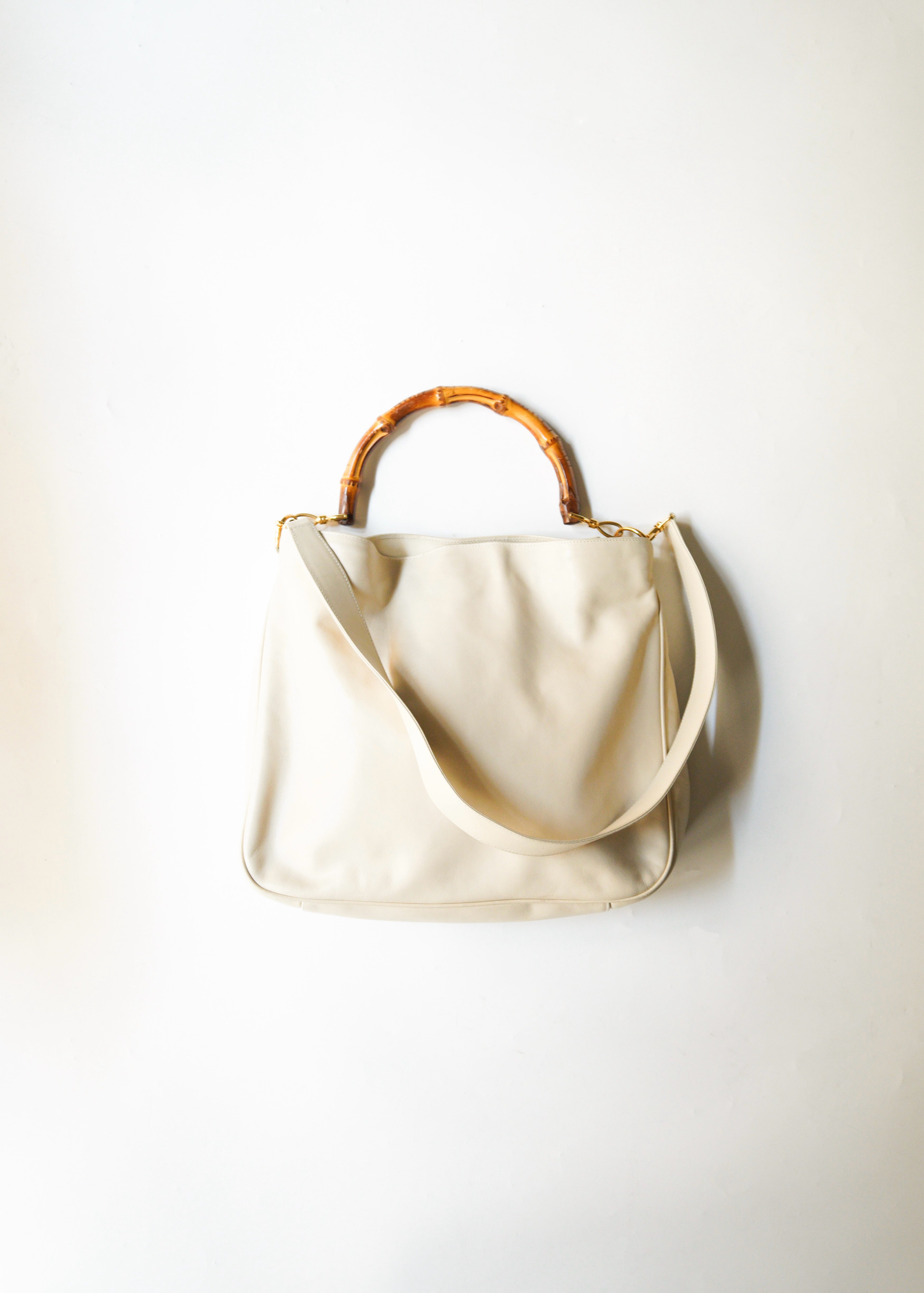 GUCCI bamboo handle 2 way leather shoulder bag