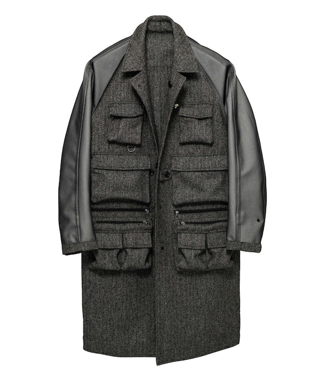 PHENIX by TKMT TYPE P-002A wool tweed balmacaan coat / Gray
