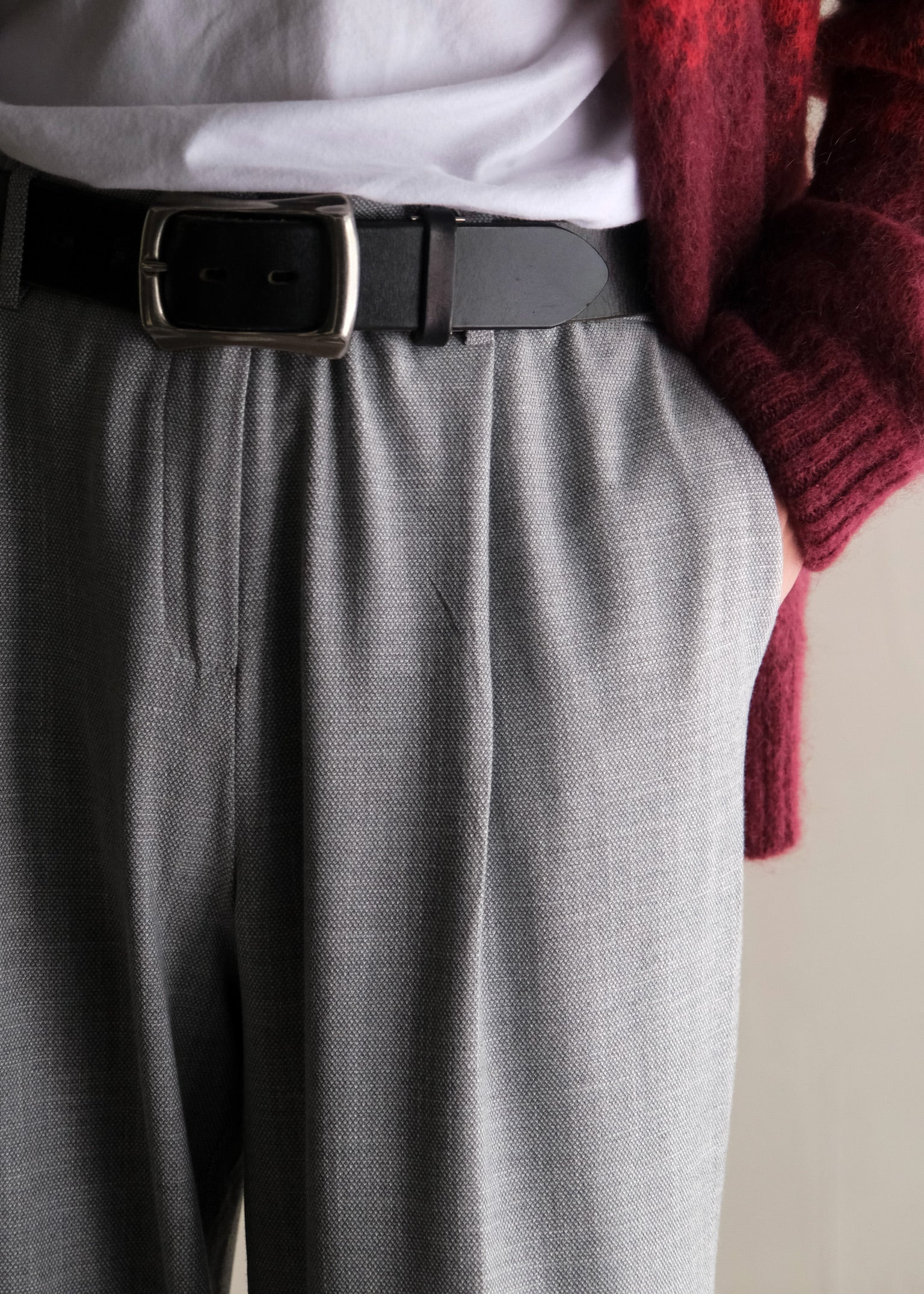 tucked smooth wide straight slacks