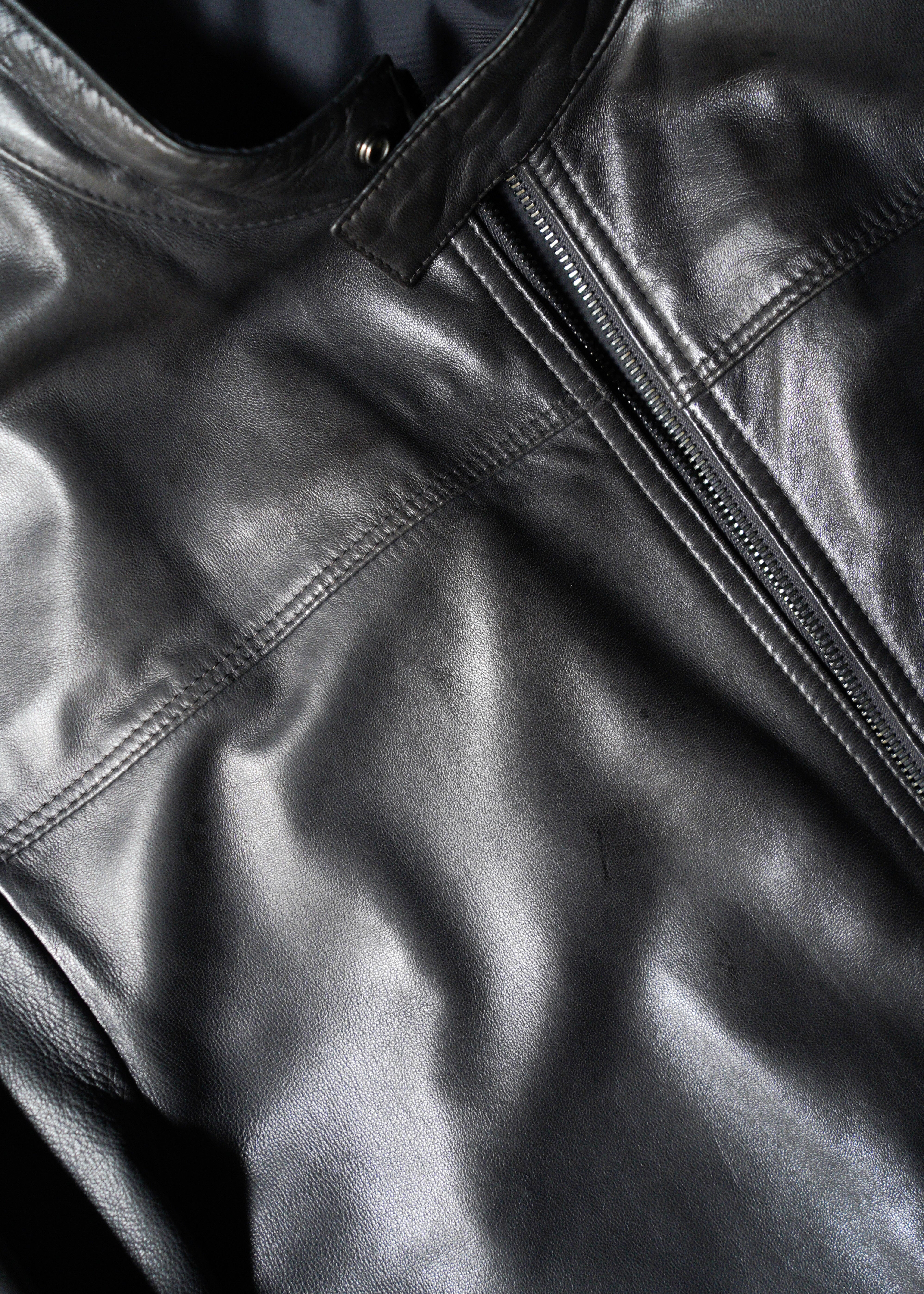 90’s Salvatore Ferragamo reversible single zip up leather jacket