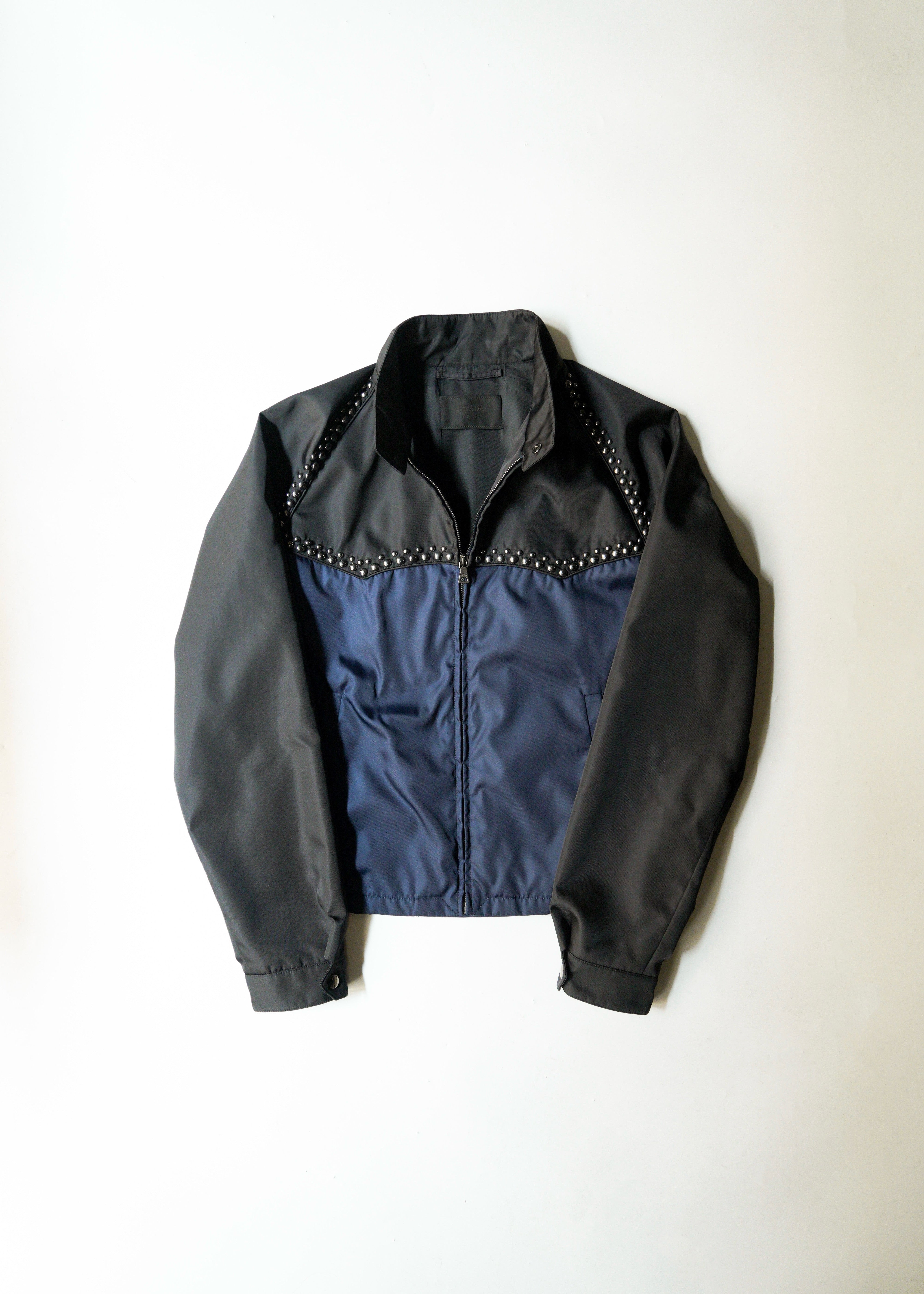 PRADA 12SS bicolor nylon studs blouson