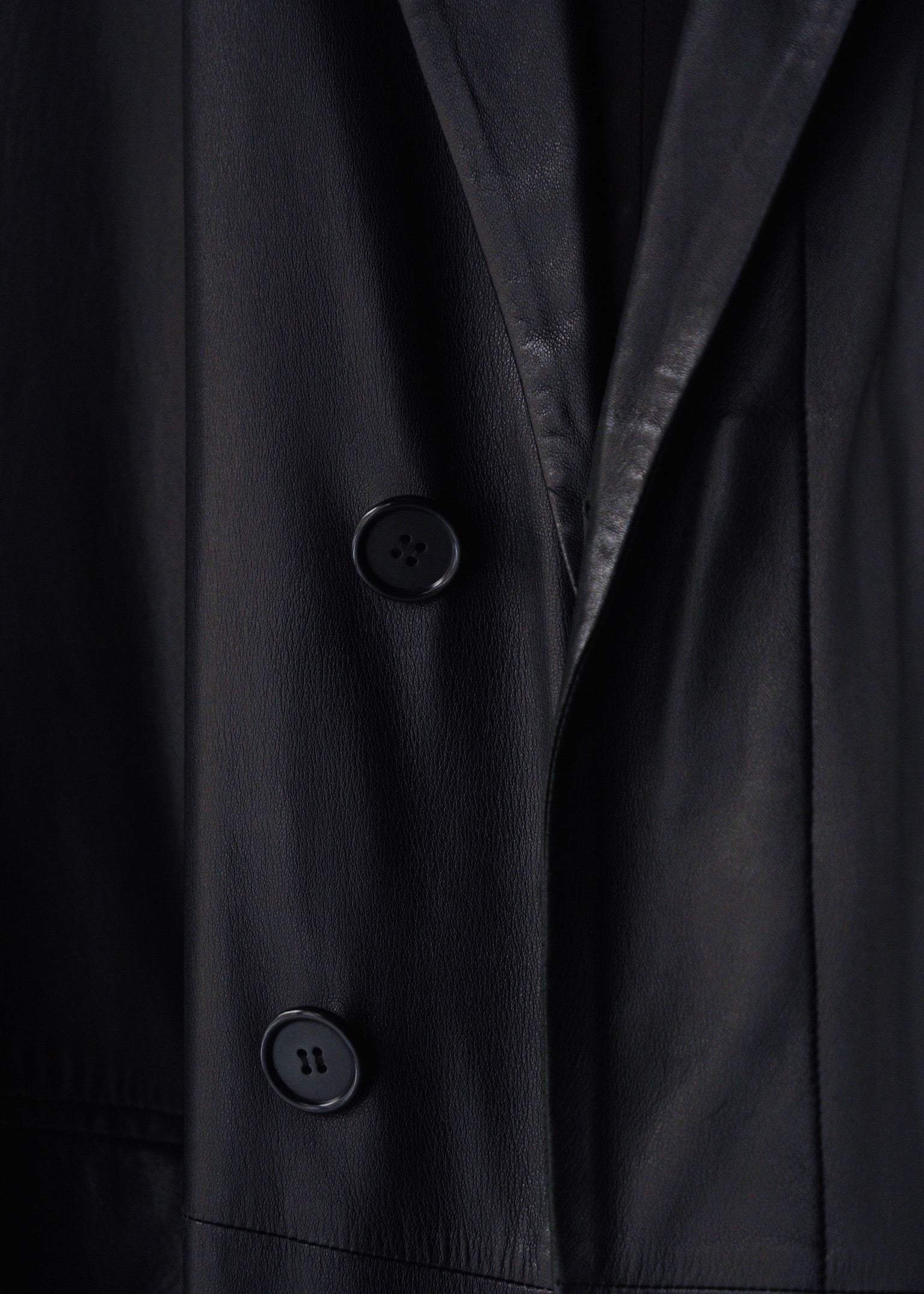 HELMUT LANG fly front leather chesterfield coat