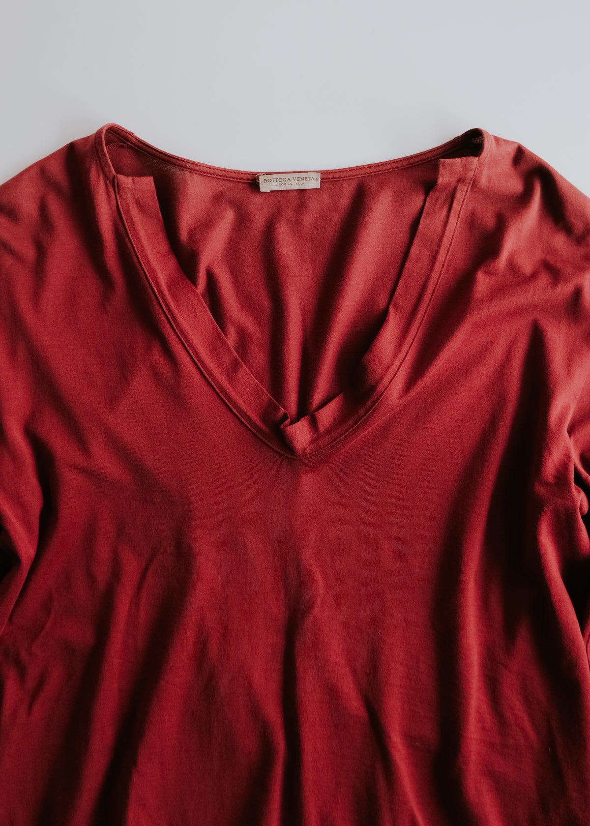 BOTTEGA VENETA 10SS deep V neck cotton long sleeves top