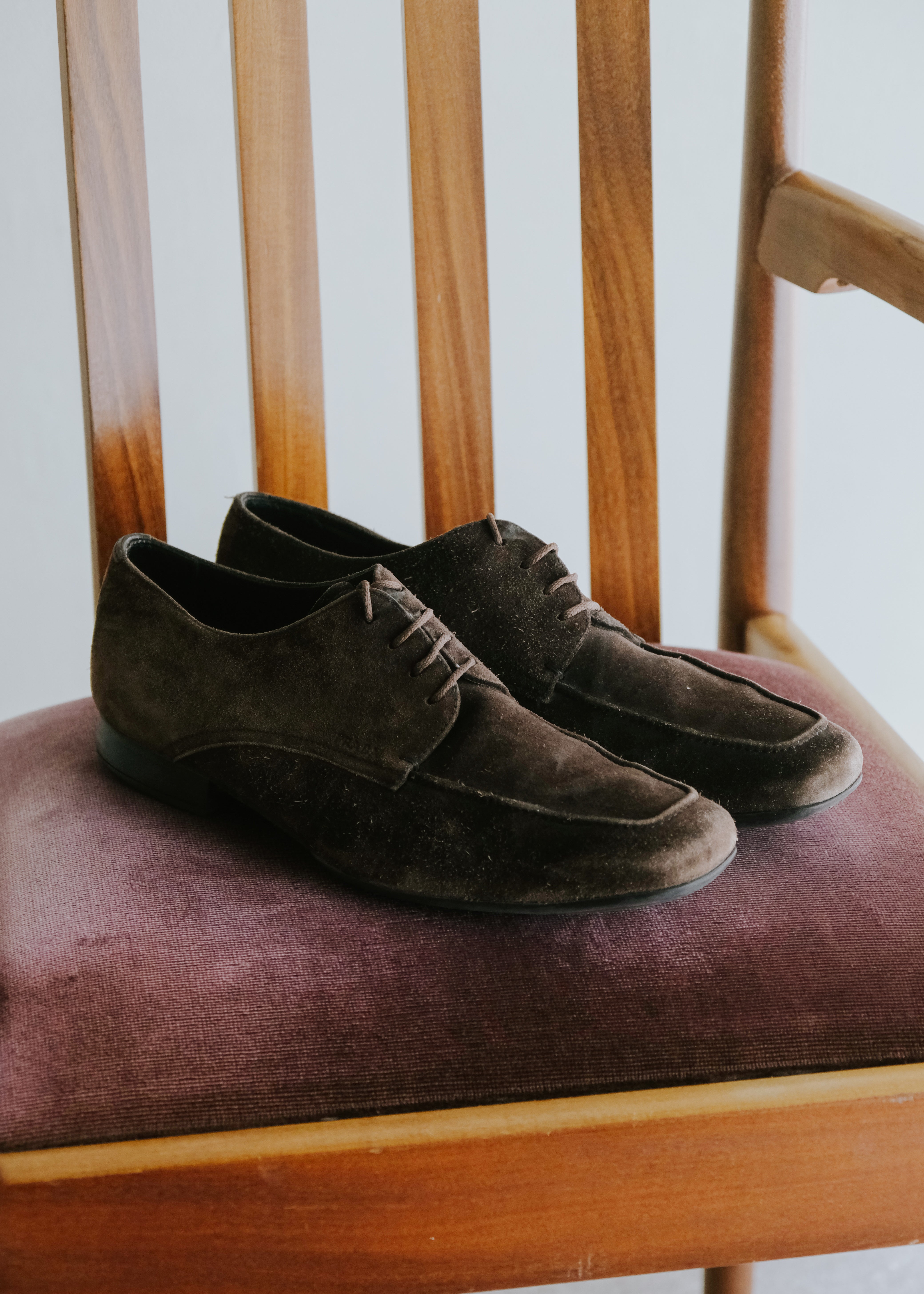 00's PRADA suede leather derby shoes