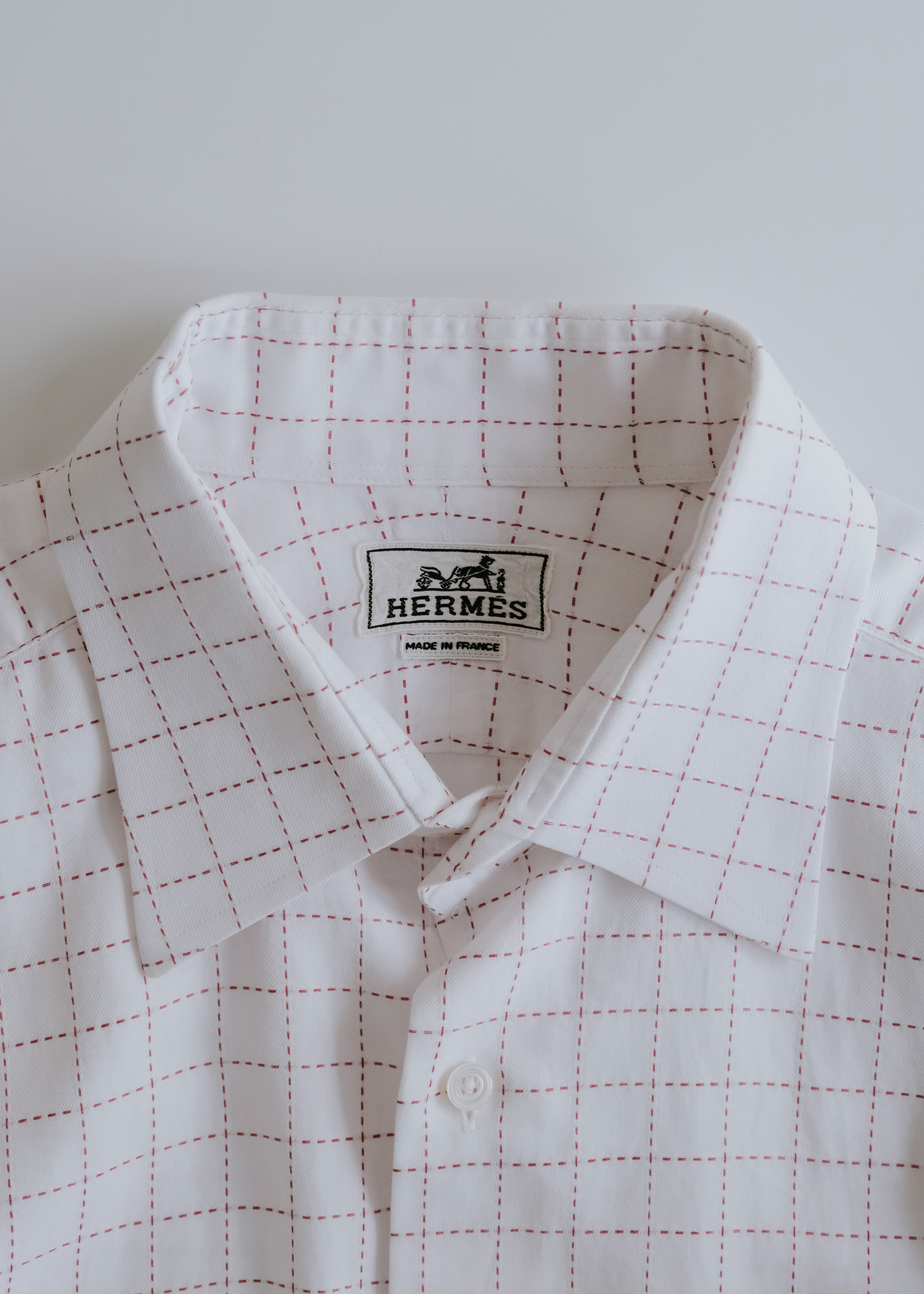 90's HERMÈS windowpane check regular collar shirt