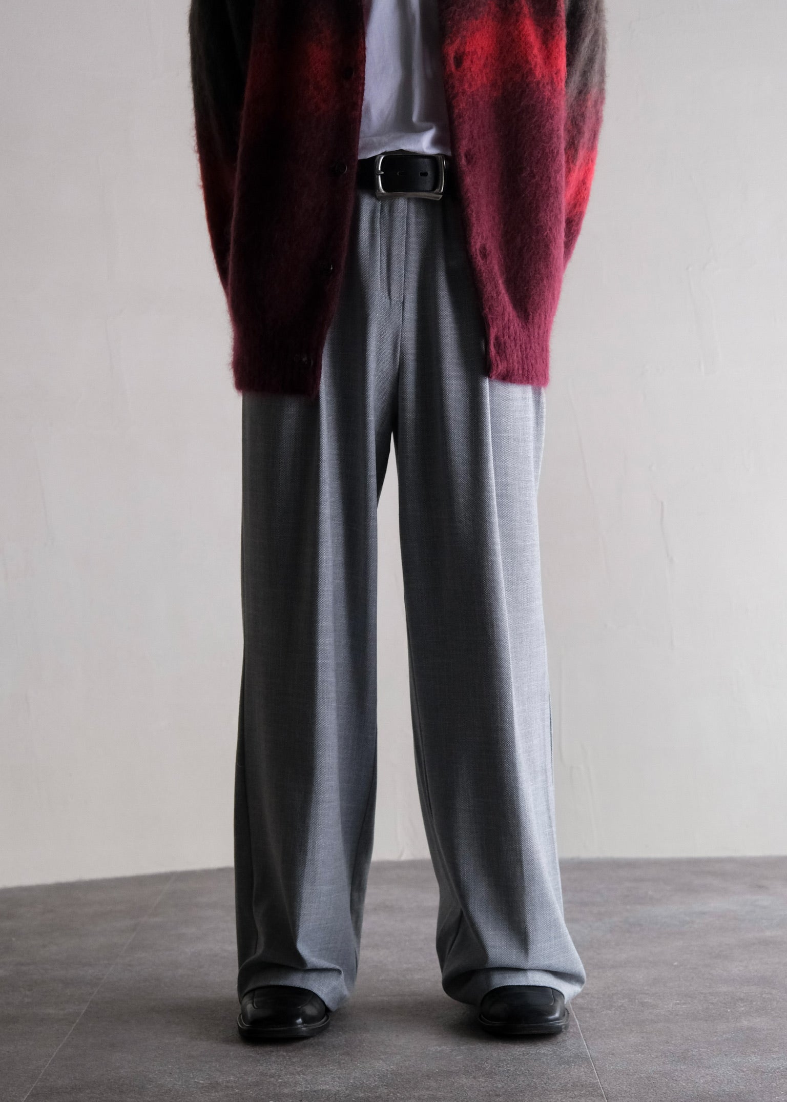 tucked smooth wide straight slacks
