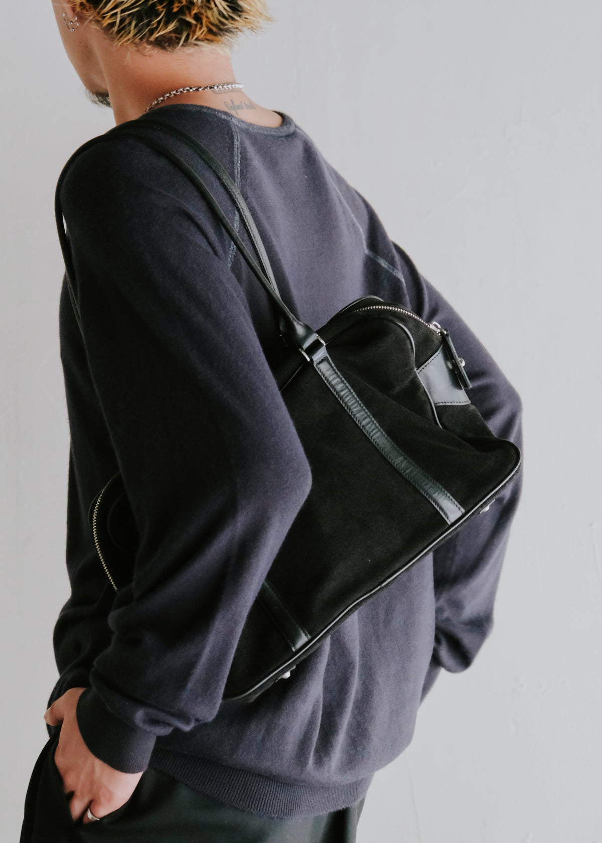 90-00's agnes b. VOYAGE canvas leather hand bag