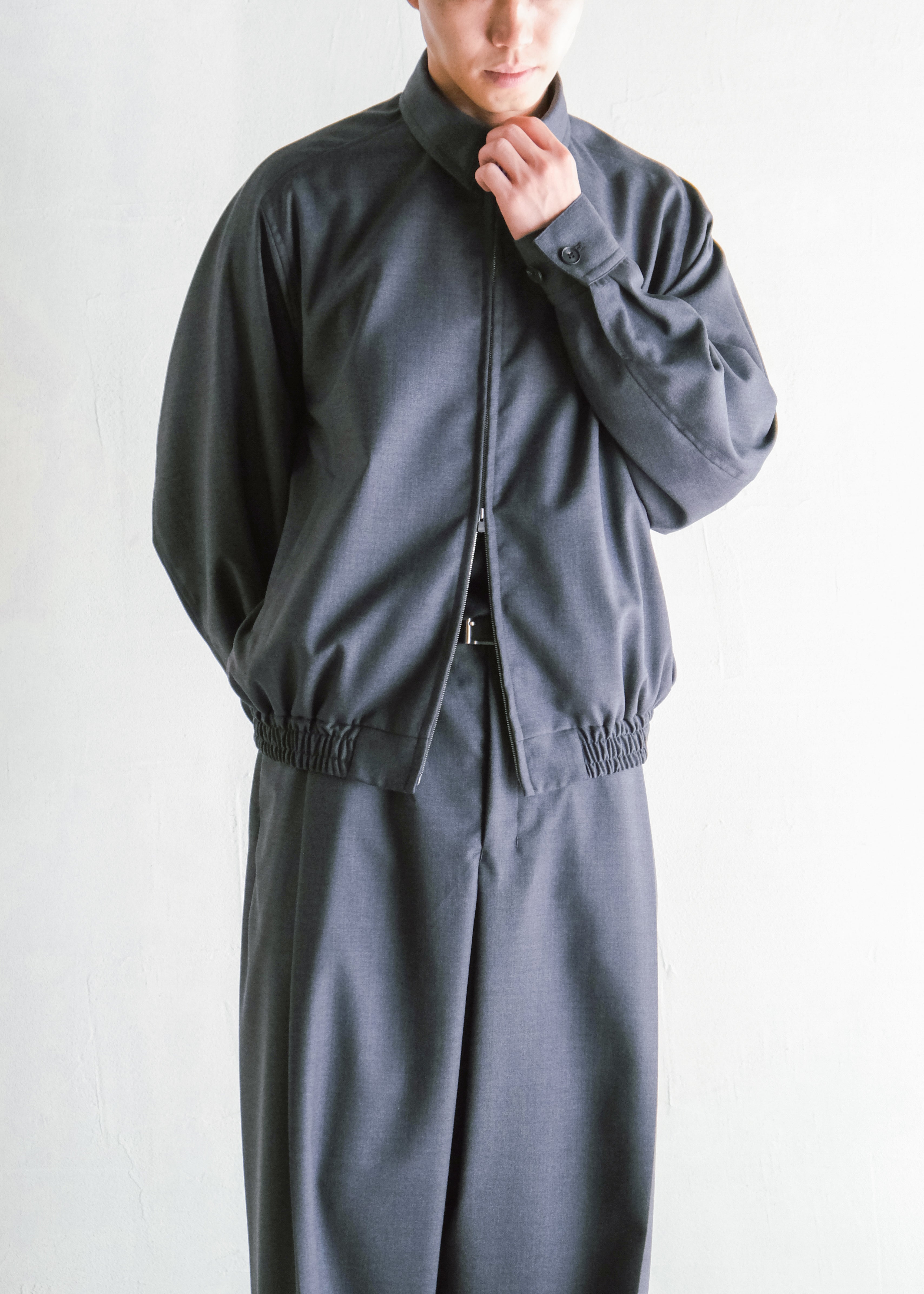 nonnotte 26AW Draping Big Yoke Raglan Drizzler Jacket / Charcoal Top