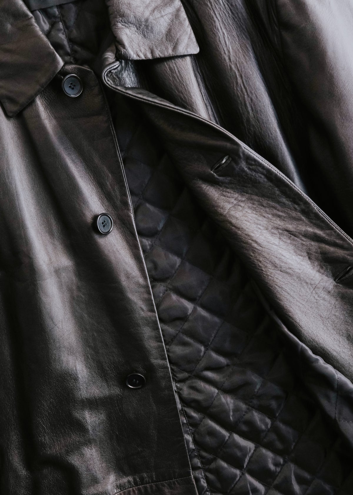 90-00's RUFFO single breasted leather caban coat