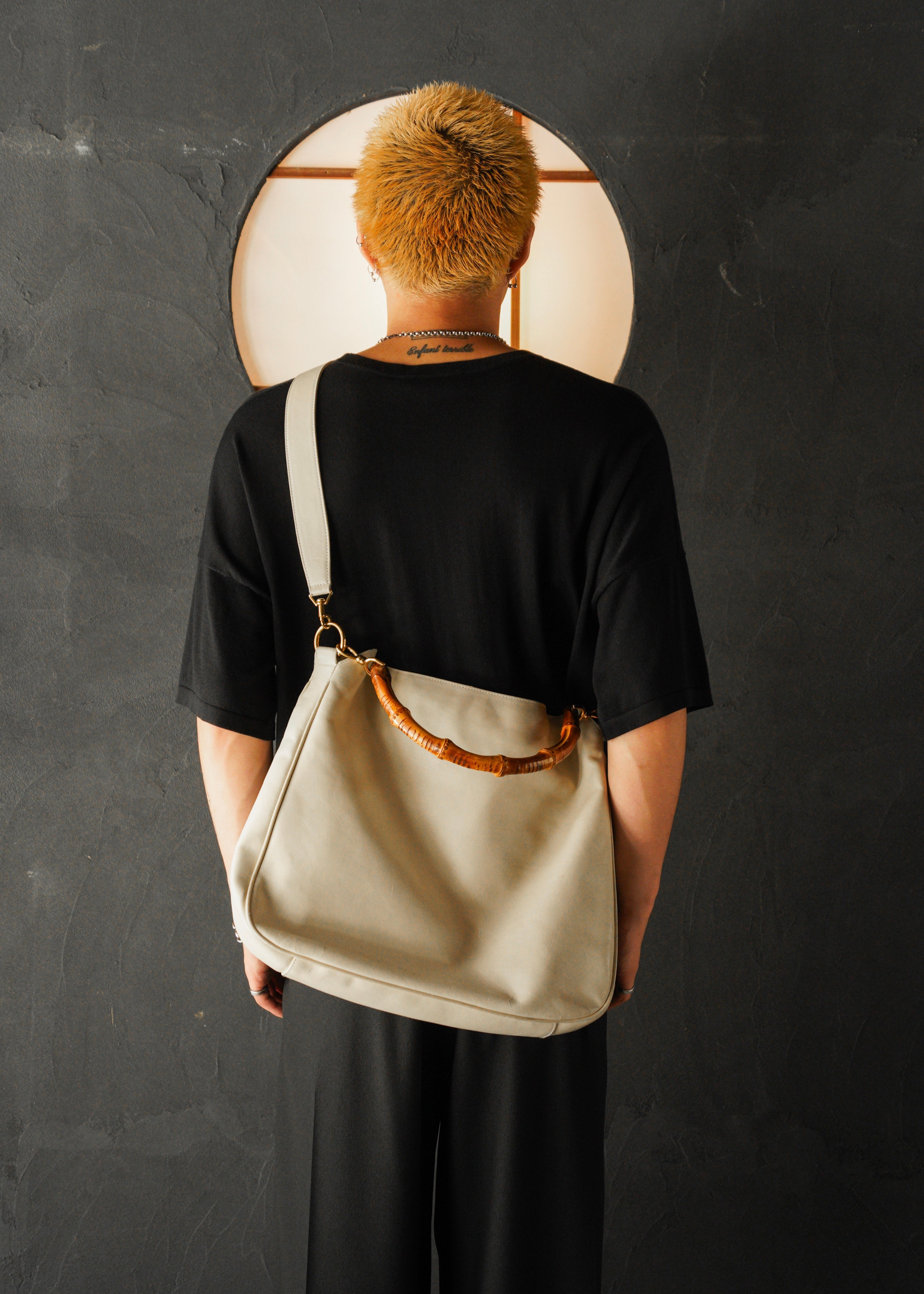 GUCCI bamboo handle 2 way leather shoulder bag