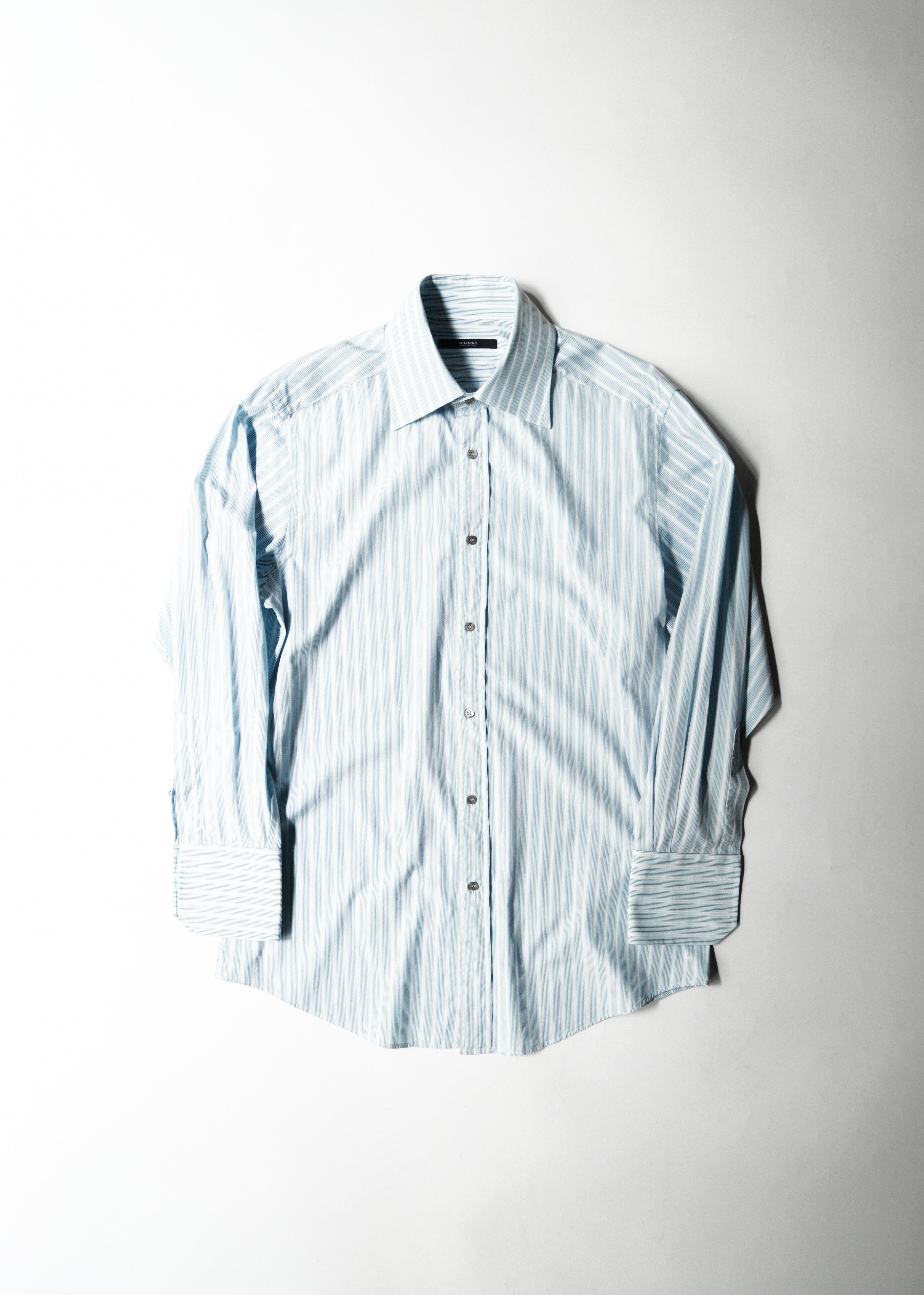90-00’s GUCCI wide collar stripe cotton shirt