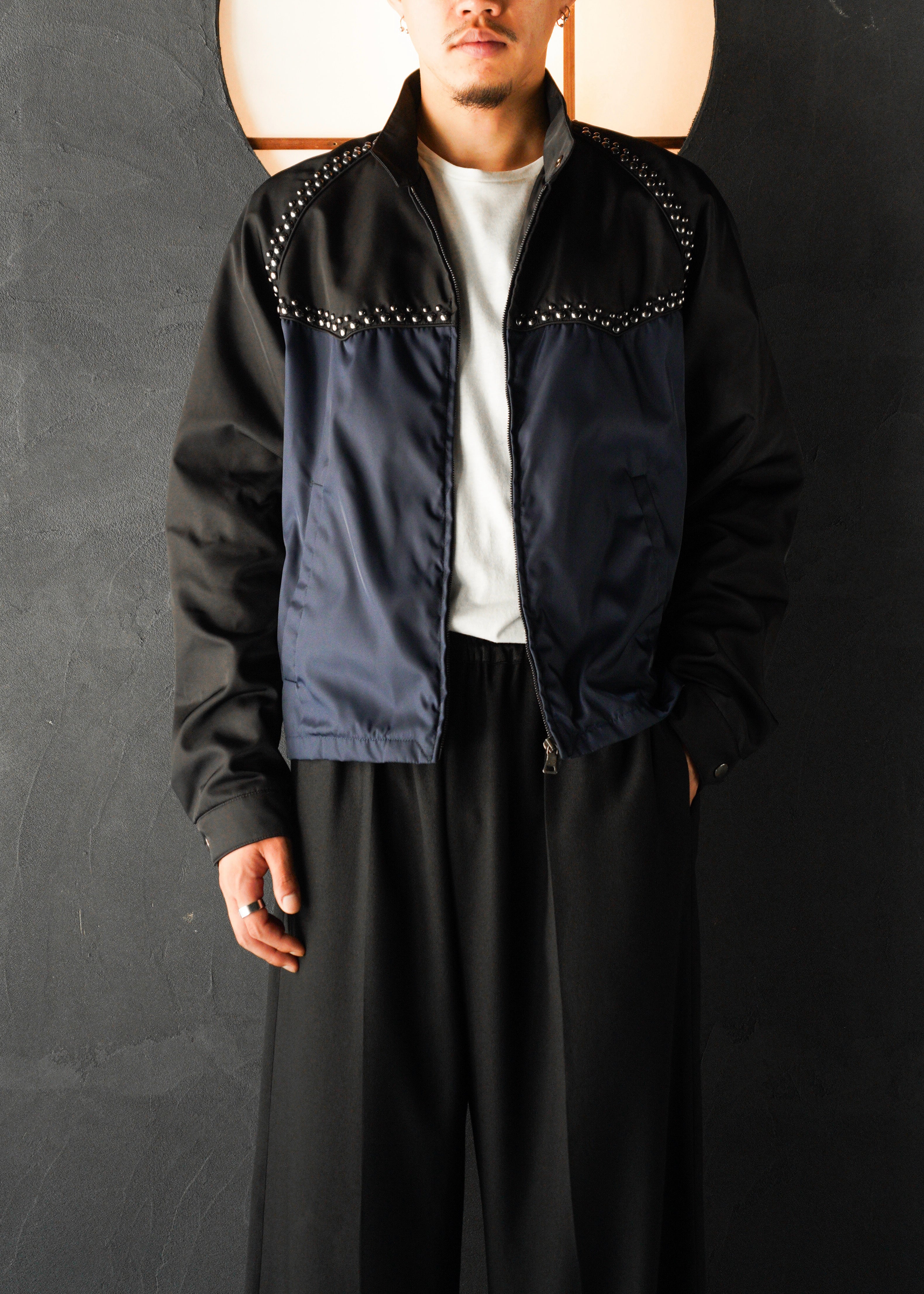 PRADA 12SS bicolor nylon studs blouson