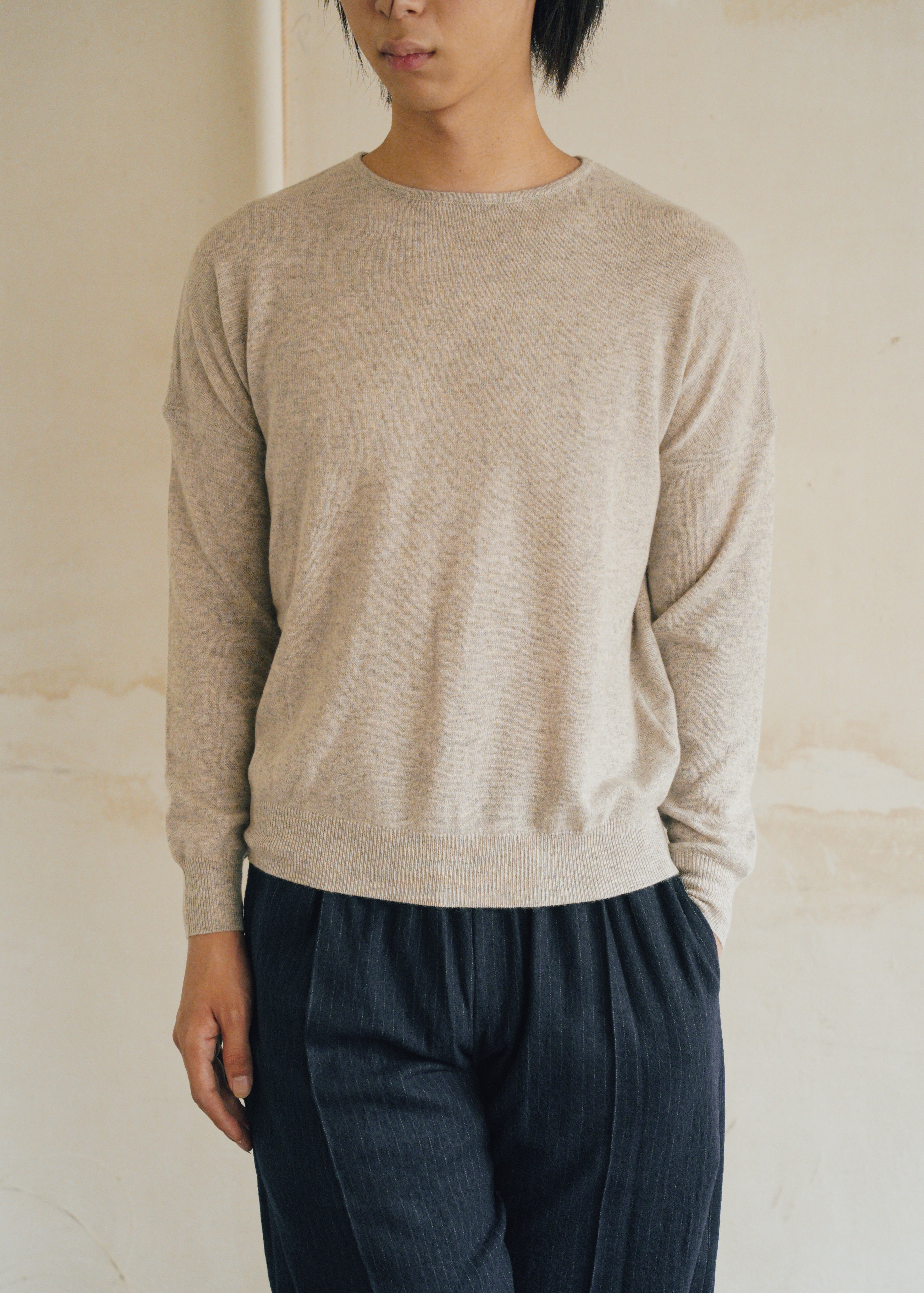 JEANPAULKNOTT ジャンポールノット 26AW カシミヤ 100% Cashmere ROUND NECK SWETER GREY メンズ